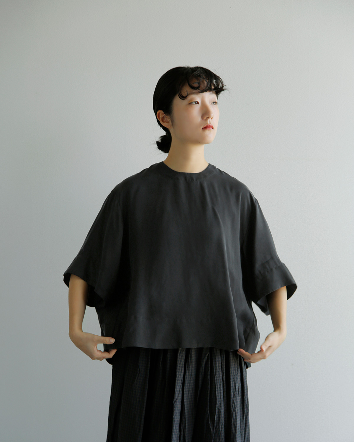 TENNE HANDCRAFTED MODERN(�e���n���h�N���t�e�b�h���_��)�n�[�t�X���[�u �g�b�v�X half sleeve tops 0015