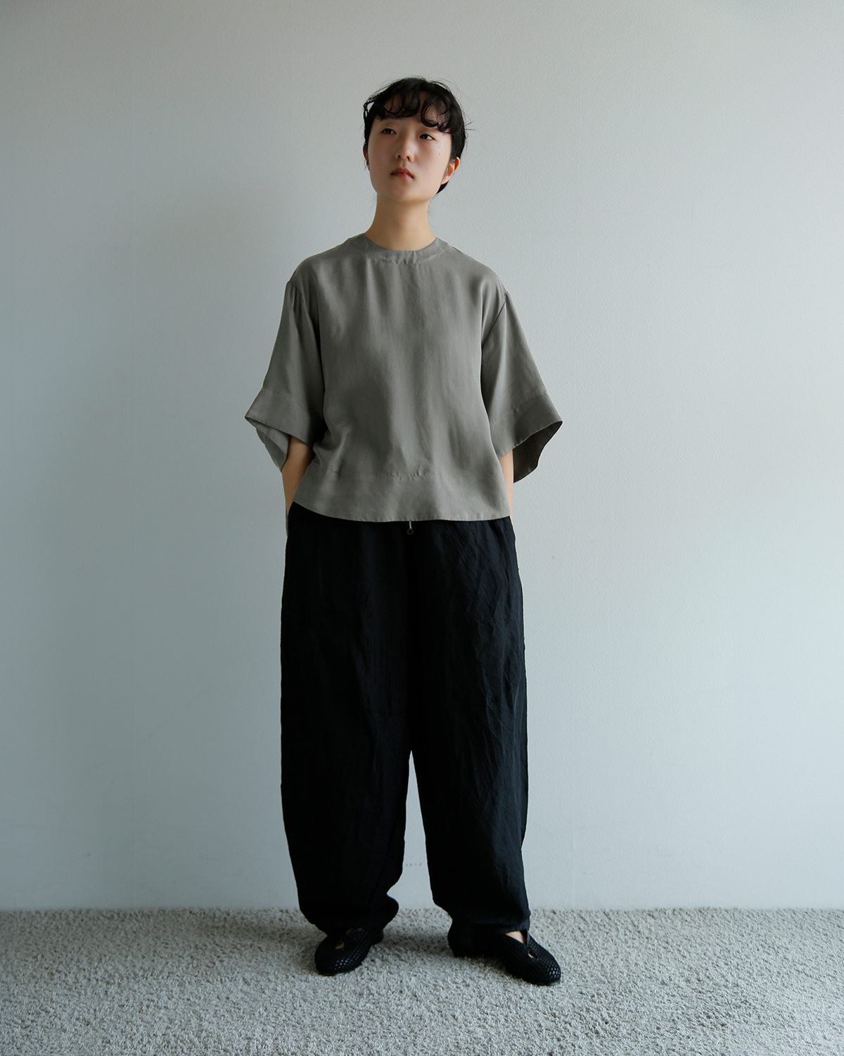 TENNE HANDCRAFTED MODERN(�e���n���h�N���t�e�b�h���_��)�n�[�t�X���[�u �g�b�v�X half sleeve tops 0015