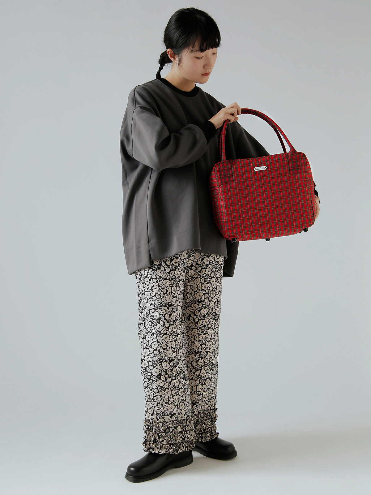 R & D.M.Co-(�I�[���h�}���Y�e�[���[)�^�[�^���`�F�b�N �{�X�g���o�b�O �gTARTAN CHECK GROCERY BOSTON BAG�h 7851