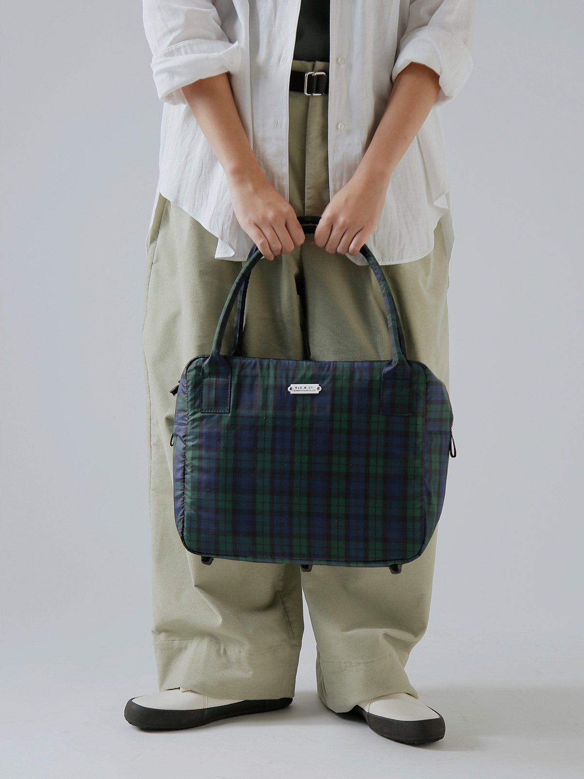 R & D.M.Co-(�I�[���h�}���Y�e�[���[)�^�[�^���`�F�b�N �{�X�g���o�b�O �gTARTAN CHECK GROCERY BOSTON BAG�h 7851