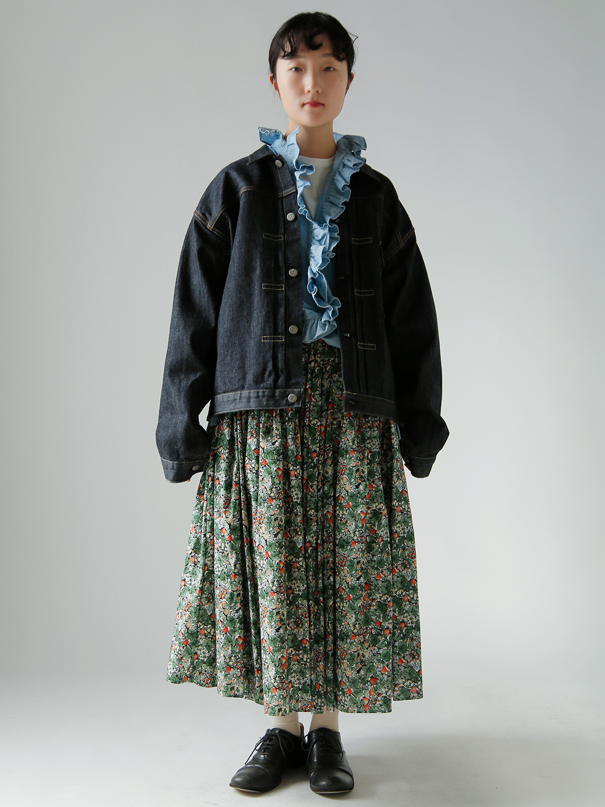 R & D.M.Co-(�I�[���h�}���Y�e�[���[)���C���h�x���[ �t�B�[���h ���[�� �M���U�[ �X�J�[�g WILD BERRY FIELD LAWN GATHER SKIRT 7876