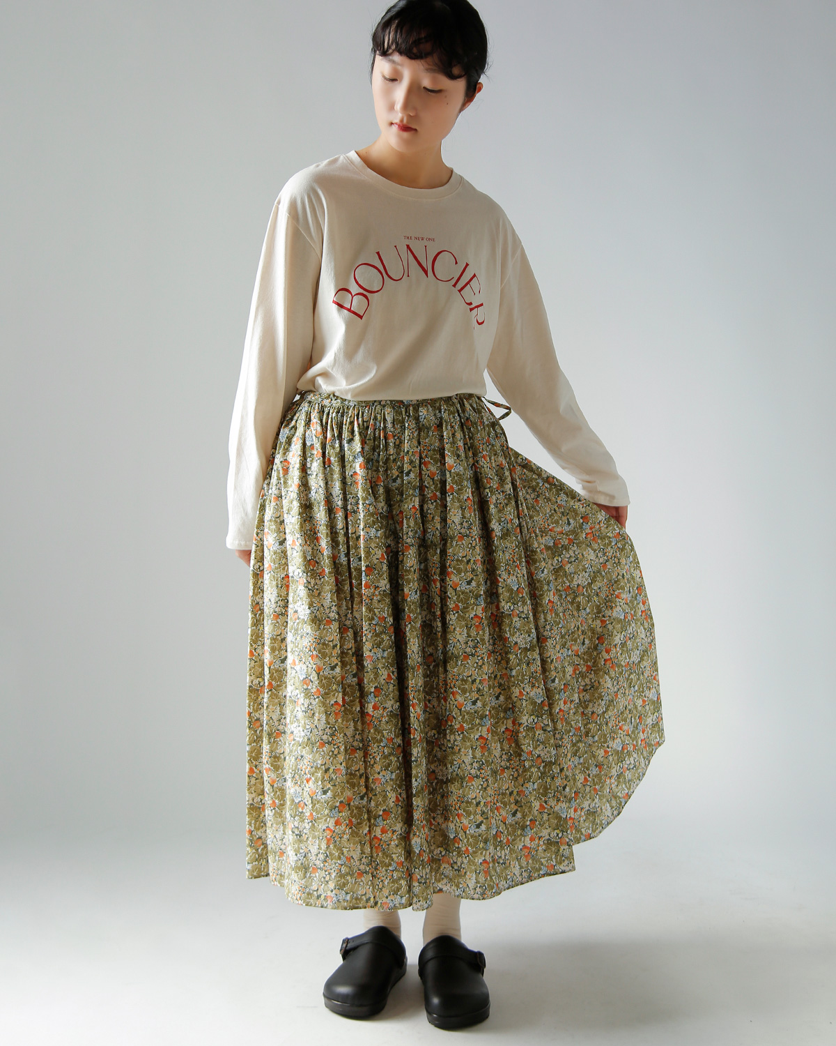 R & D.M.Co-(�I�[���h�}���Y�e�[���[)���C���h�x���[ �t�B�[���h ���[�� �M���U�[ �X�J�[�g WILD BERRY FIELD LAWN GATHER SKIRT 7876