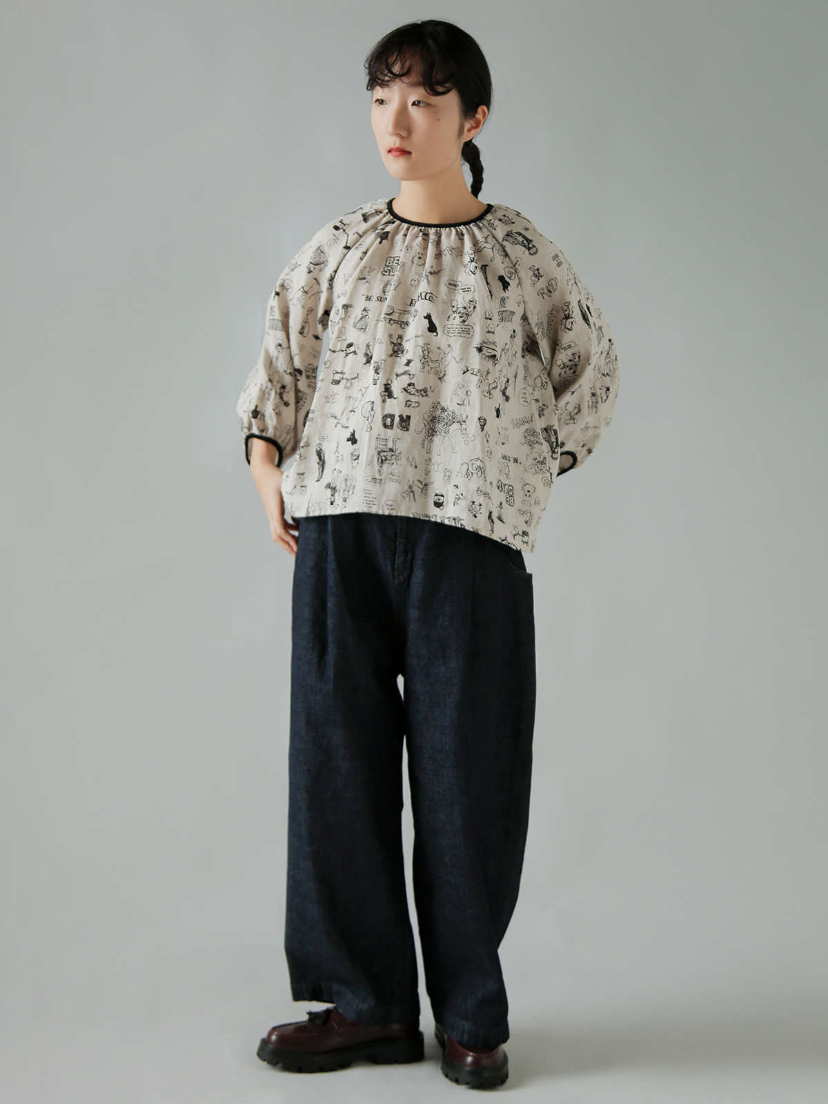 R & D.M.Co-(�I�[���h�}���Y�e�[���[)���l�� �O���t�B�e�B �v�����g �M���U�[ �X���b�N GRAFFITI GATHER SMOCK 7956