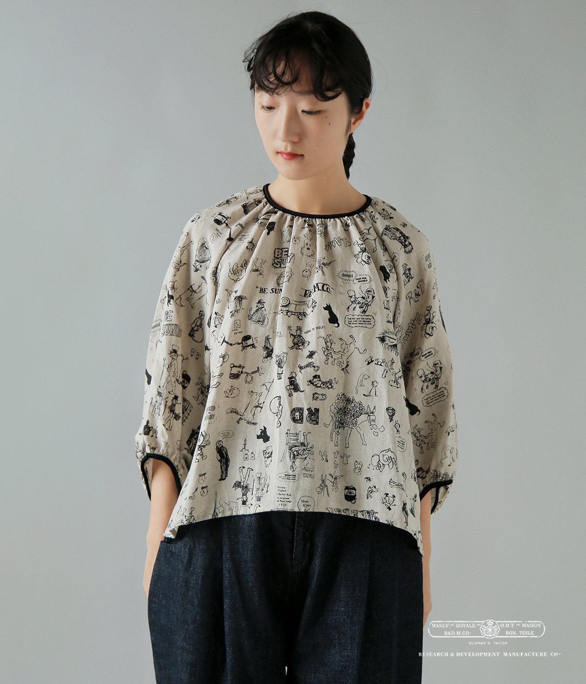 R & D.M.Co-(�I�[���h�}���Y�e�[���[)���l�� �O���t�B�e�B �v�����g �M���U�[ �X���b�N GRAFFITI GATHER SMOCK 7956