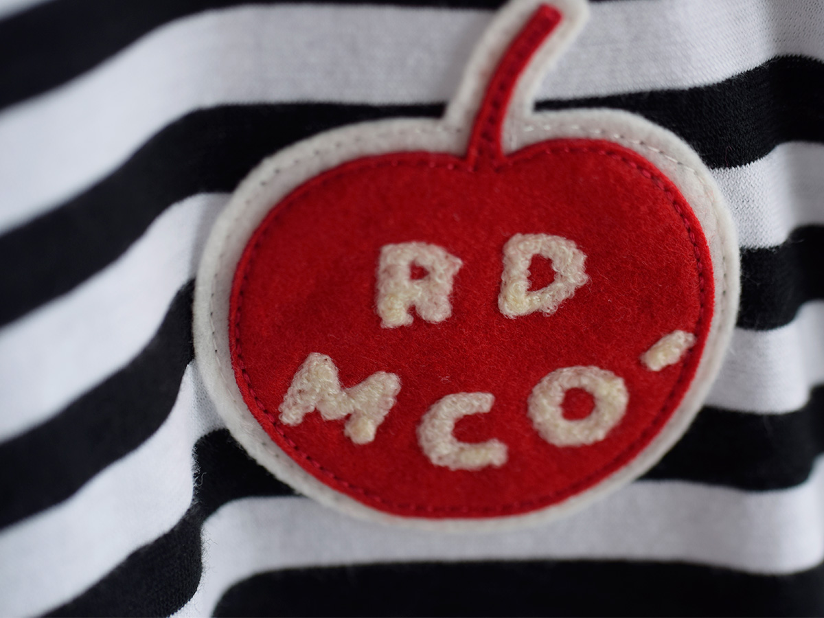 R & D.M.Co-(�I�[���h�}���Y�e�[���[)�K�[�[ �{�[�_�[ �A�b�v���p�b�` �v���I�[�o�[ �V���c GAUZE BORDER PULLOVER SHIRT APPLE PATCH 8028