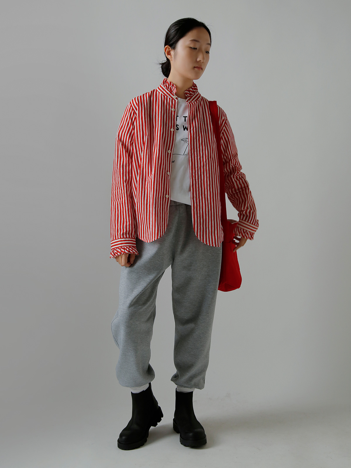 R & D.M.Co-(�I�[���h�}���Y�e�[���[)�L�����f�B�[�X�g���C�v �t�����J���[ �V���c CANDY STRIPE FRILL COLLAR SHIRT 8170