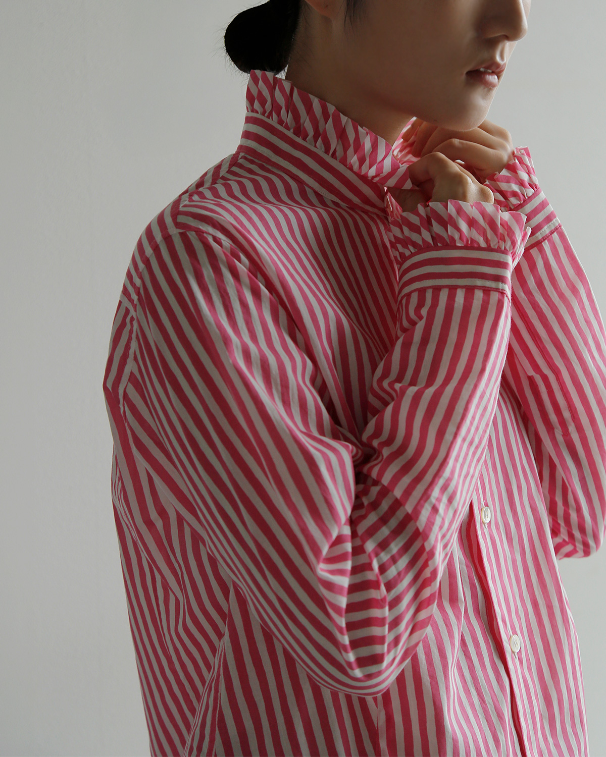 R & D.M.Co-(�I�[���h�}���Y�e�[���[)�L�����f�B�[�X�g���C�v �t�����J���[ �V���c CANDY STRIPE FRILL COLLAR SHIRT 8170