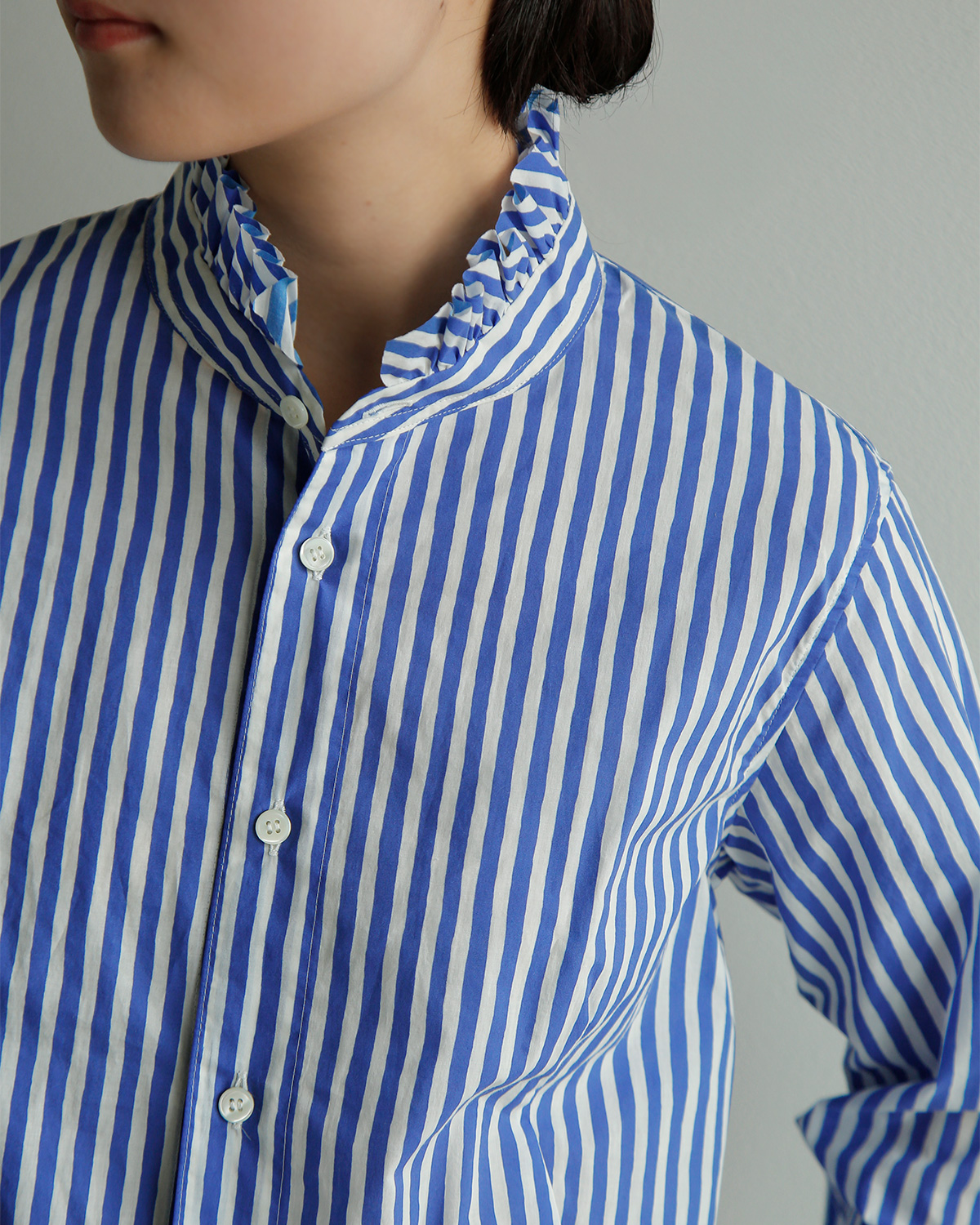 R & D.M.Co-(�I�[���h�}���Y�e�[���[)�L�����f�B�[�X�g���C�v �t�����J���[ �V���c CANDY STRIPE FRILL COLLAR SHIRT 8170