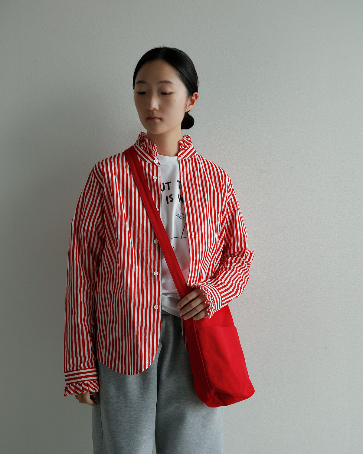 R & D.M.Co-(�I�[���h�}���Y�e�[���[)�L�����f�B�[�X�g���C�v �t�����J���[ �V���c CANDY STRIPE FRILL COLLAR SHIRT 8170