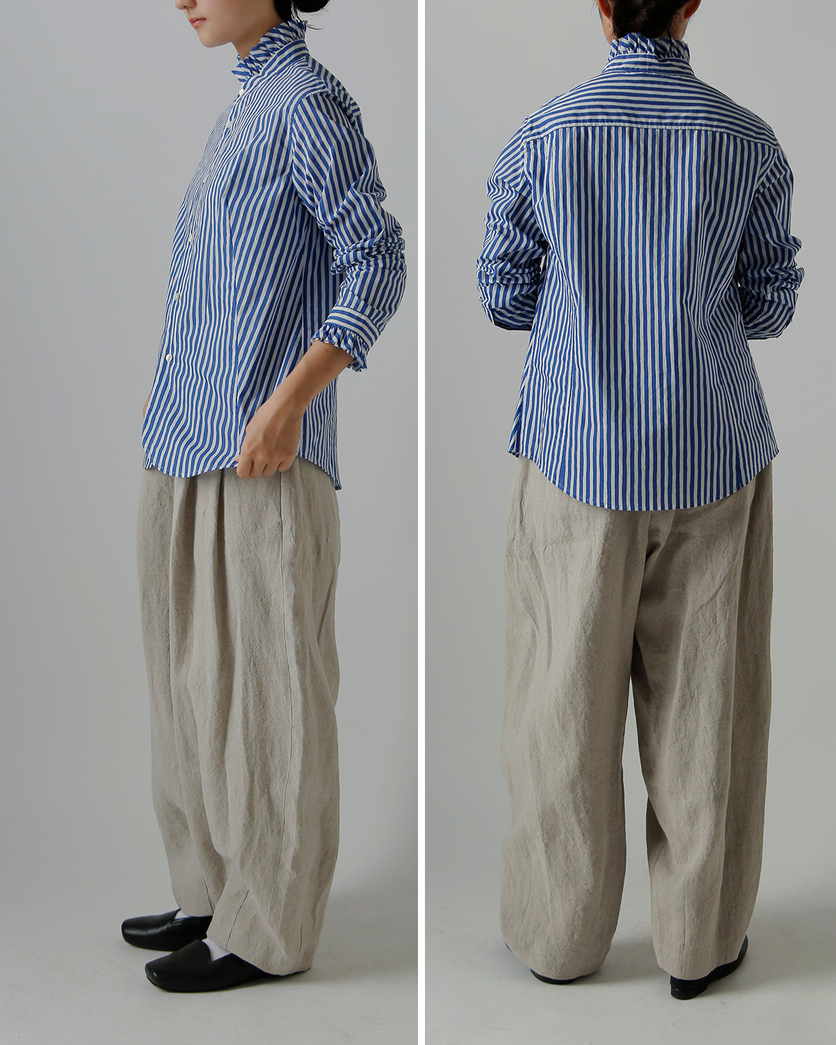 R & D.M.Co-(�I�[���h�}���Y�e�[���[)�L�����f�B�[�X�g���C�v �t�����J���[ �V���c CANDY STRIPE FRILL COLLAR SHIRT 8170