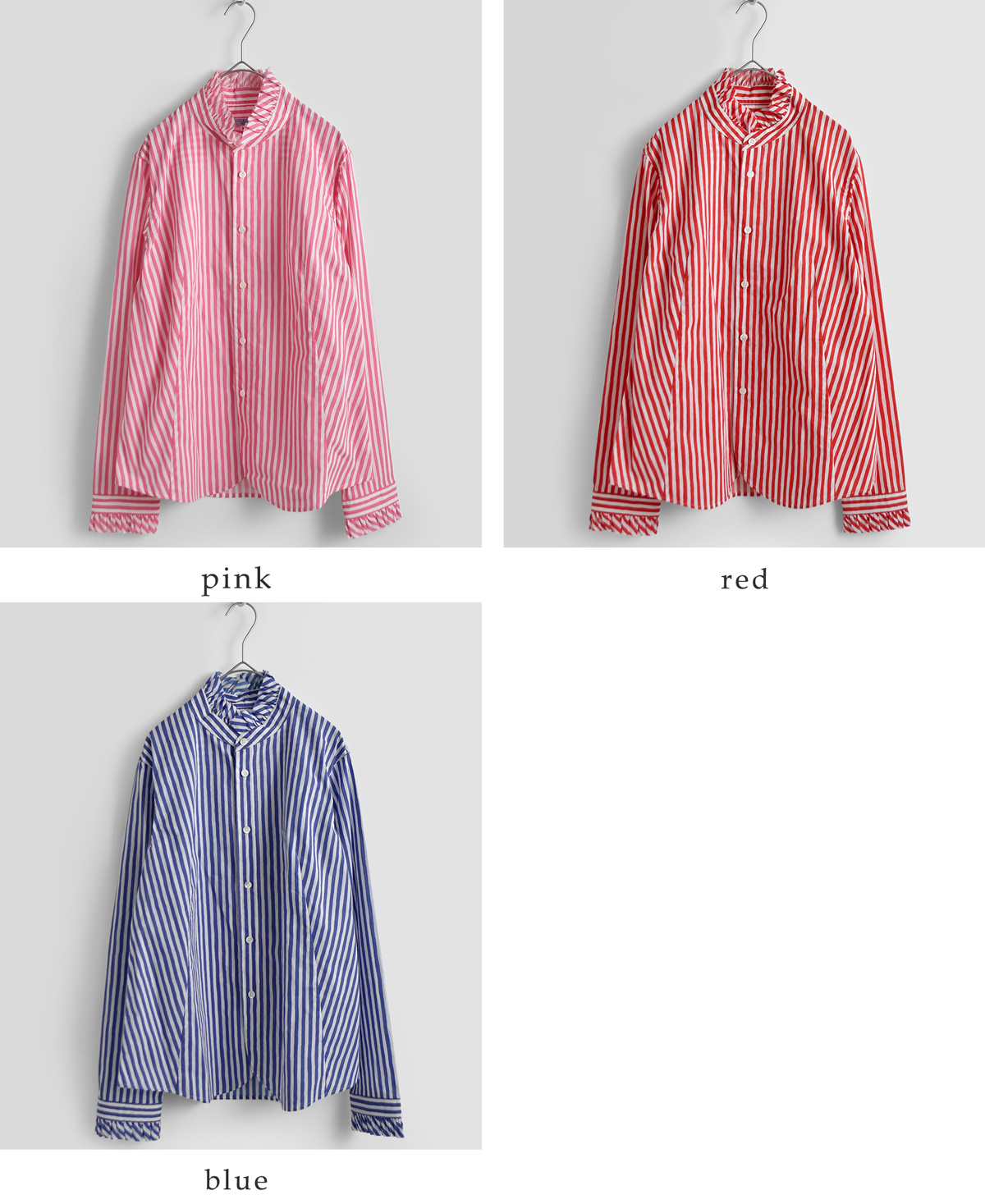 R & D.M.Co-(�I�[���h�}���Y�e�[���[)�L�����f�B�[�X�g���C�v �t�����J���[ �V���c CANDY STRIPE FRILL COLLAR SHIRT 8170
