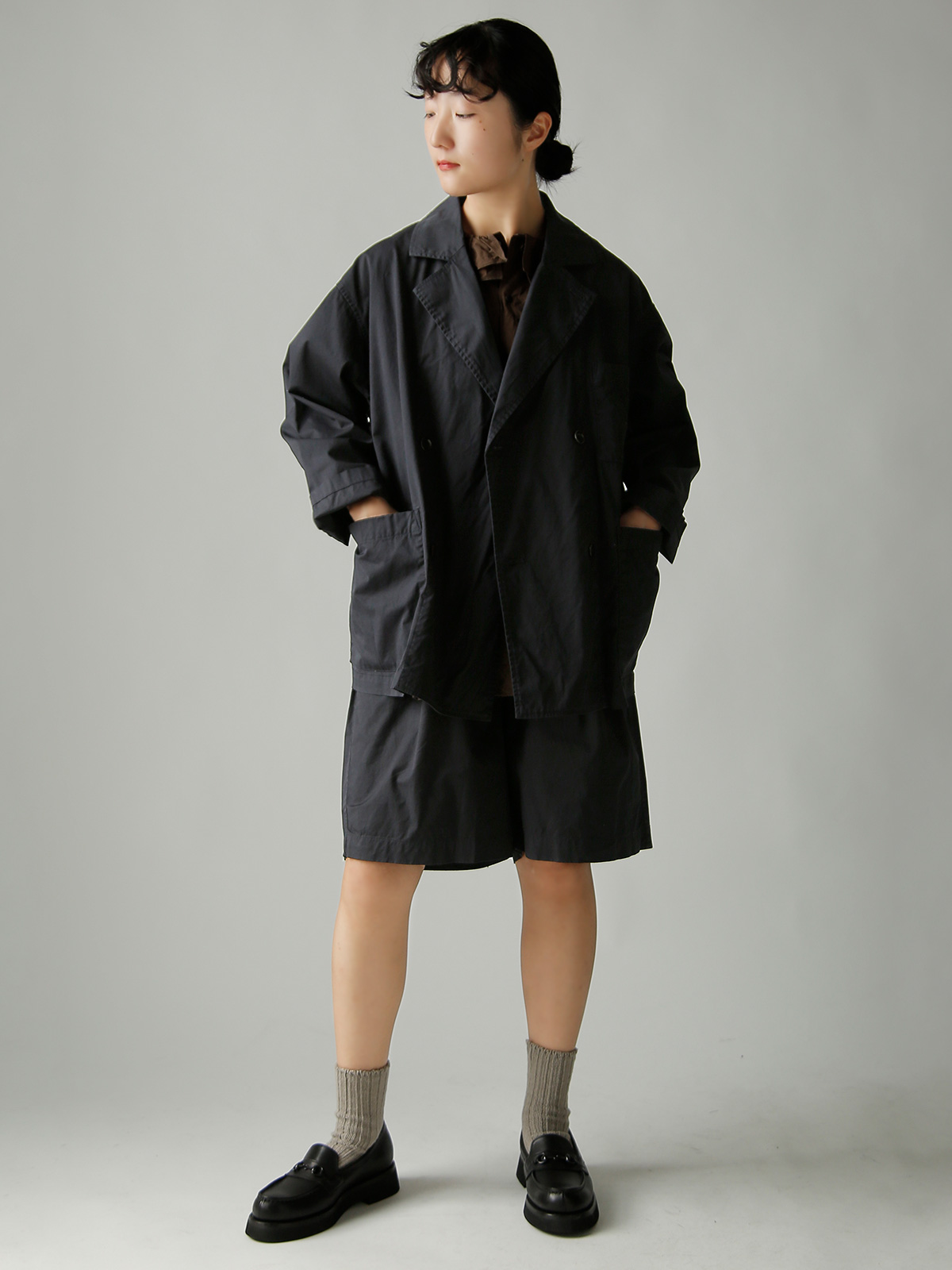 TOUJOURS(�g�D�W���[)�K�[�����g�_�C�R�b�g�� �X�g���b�`�M���o�W�� �p���c �g2 In-pleat Baggy Half Chinos�h am44fp05