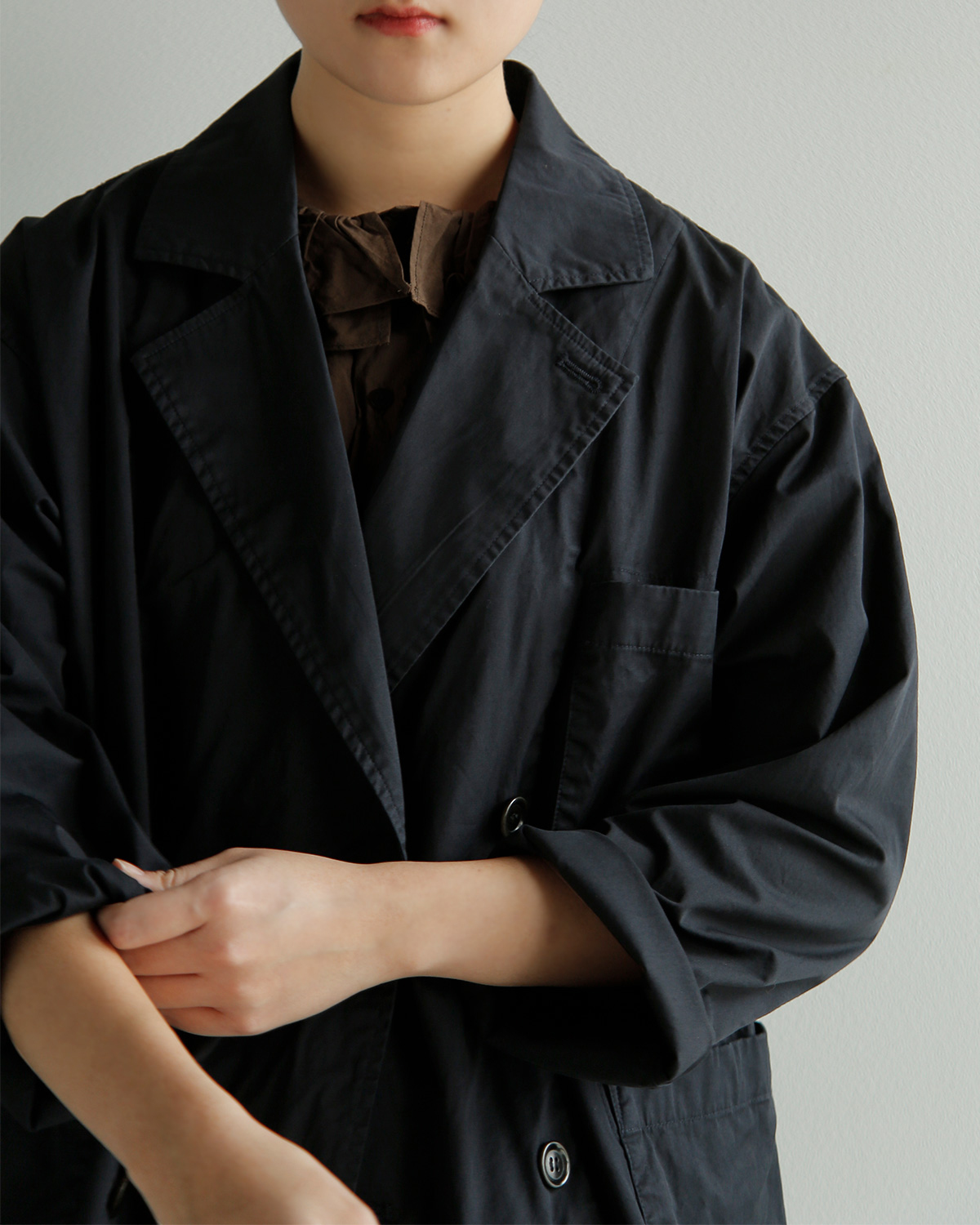 TOUJOURS(�g�D�W���[)�K�[�����g�_�C�R�b�g�� �X�g���b�`�M���o�W�� �W���P�b�g �gDouble Breasted Sack Jacket�h am44fj02