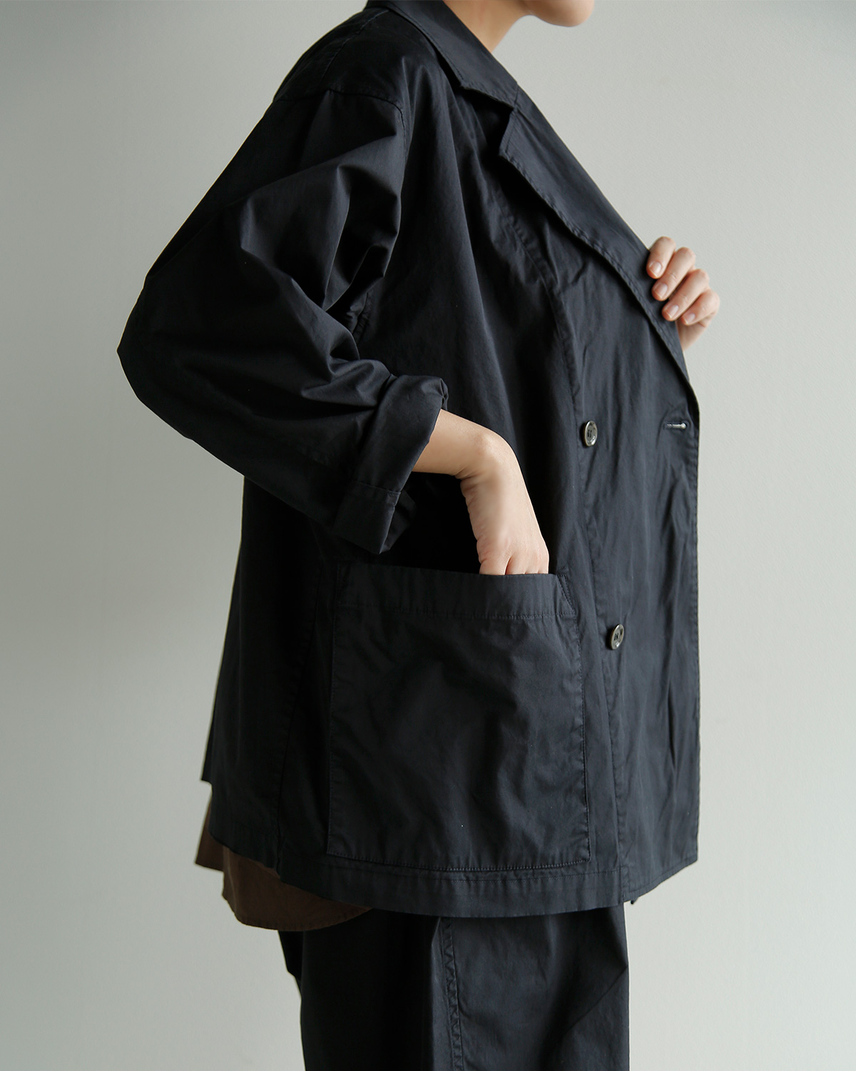 TOUJOURS(�g�D�W���[)�K�[�����g�_�C�R�b�g�� �X�g���b�`�M���o�W�� �W���P�b�g �gDouble Breasted Sack Jacket�h am44fj02