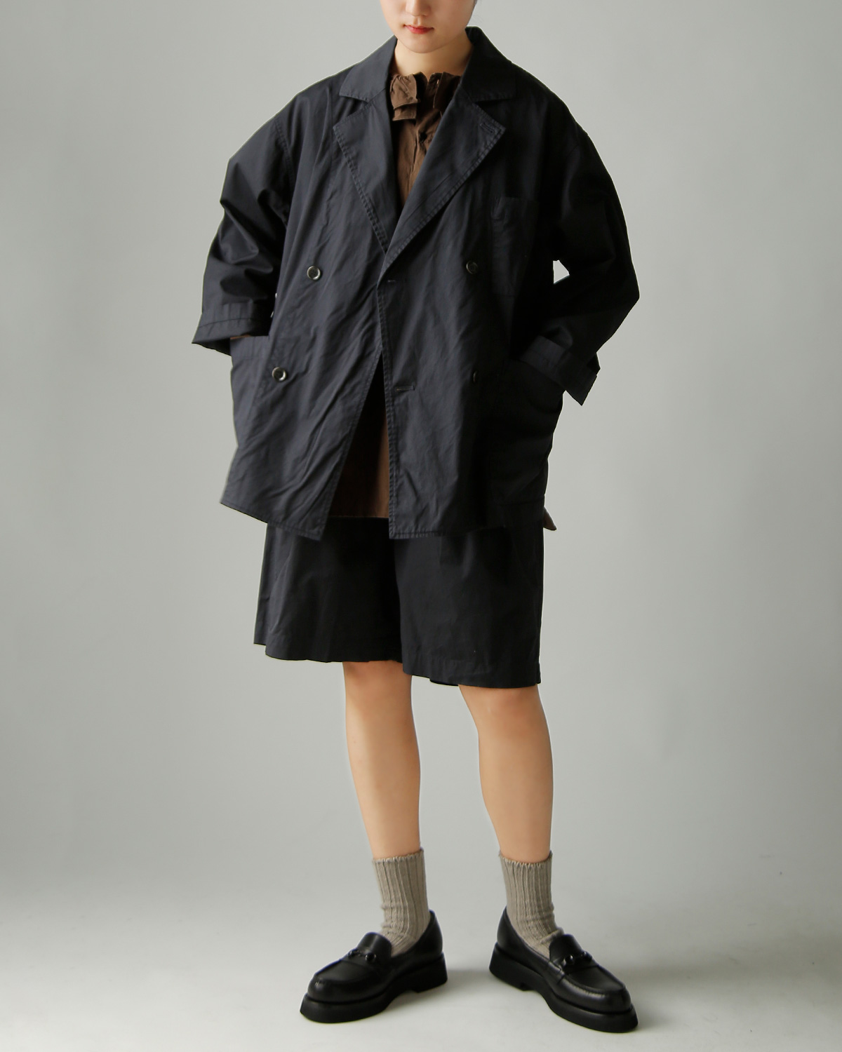 TOUJOURS(�g�D�W���[)�K�[�����g�_�C�R�b�g�� �X�g���b�`�M���o�W�� �W���P�b�g �gDouble Breasted Sack Jacket�h am44fj02