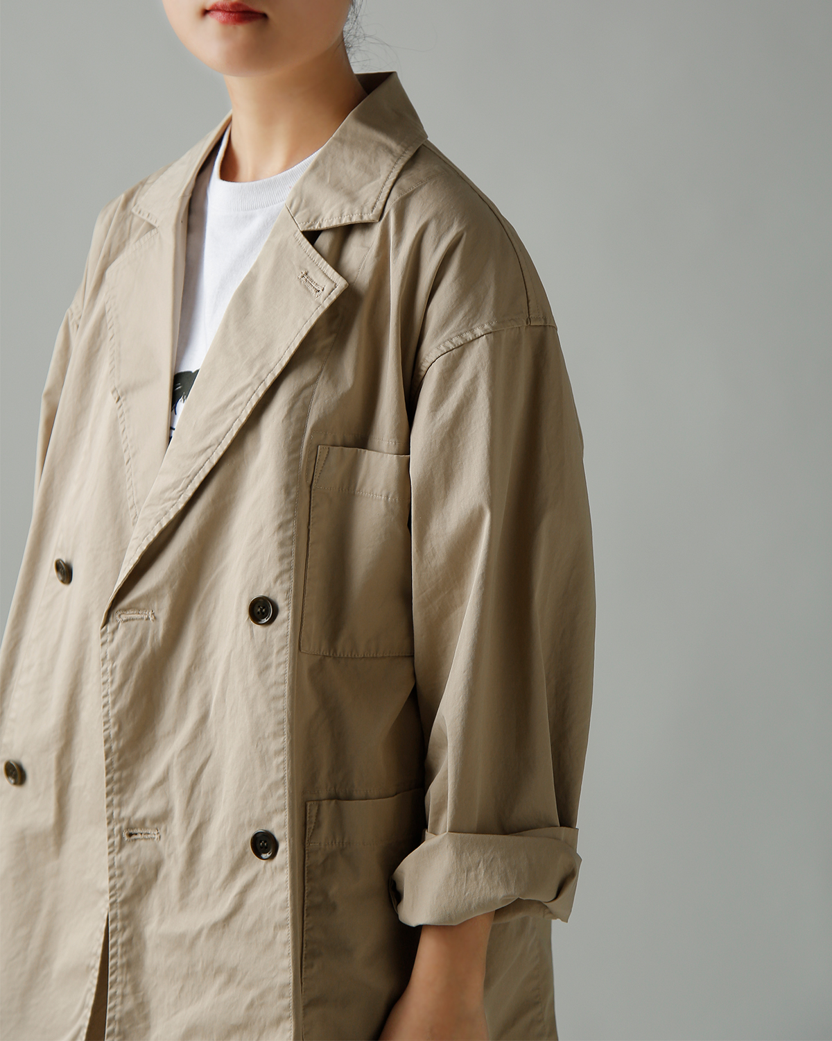 TOUJOURS(�g�D�W���[)�K�[�����g�_�C�R�b�g�� �X�g���b�`�M���o�W�� �W���P�b�g �gDouble Breasted Sack Jacket�h am44fj02