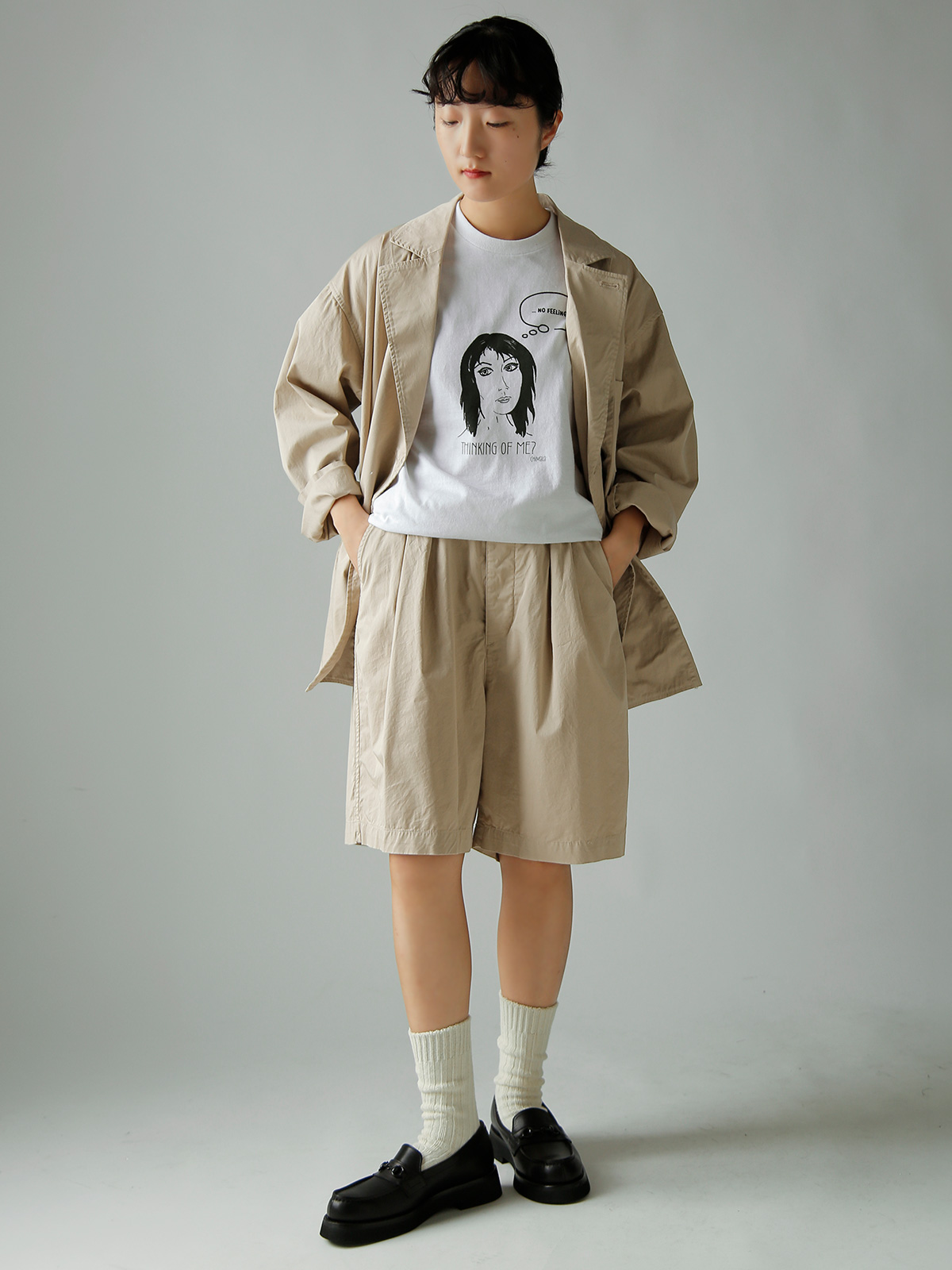 TOUJOURS(�g�D�W���[)�K�[�����g�_�C�R�b�g�� �X�g���b�`�M���o�W�� �p���c �g2 In-pleat Baggy Half Chinos�h am44fp05