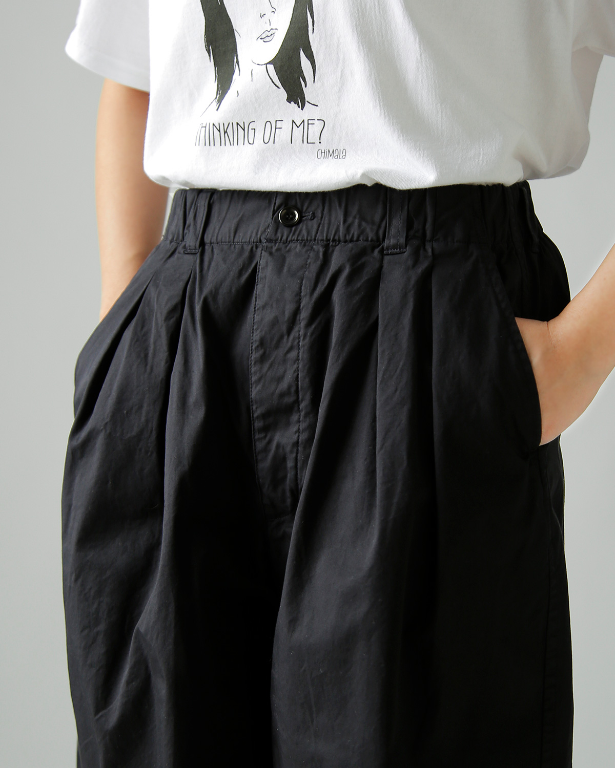 TOUJOURS(�g�D�W���[)�K�[�����g�_�C�R�b�g�� �X�g���b�`�M���o�W�� �p���c �g2 In-pleat Baggy Half Chinos�h am44fp05