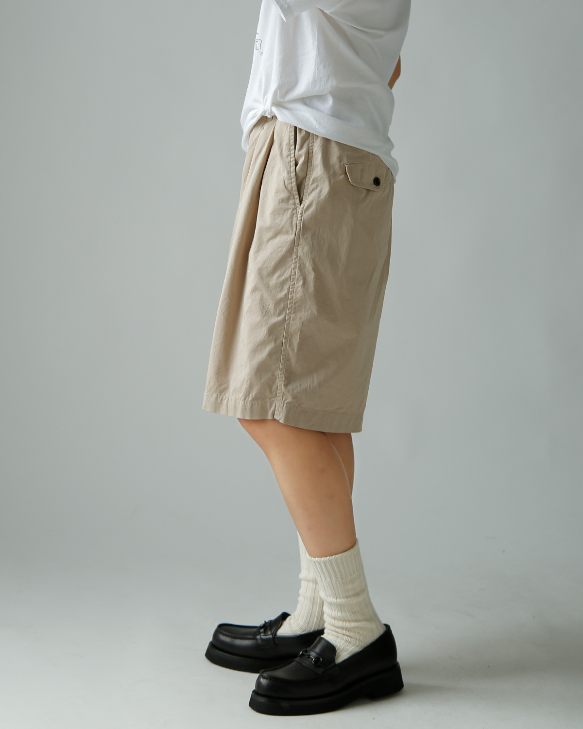 TOUJOURS(�g�D�W���[)�K�[�����g�_�C�R�b�g�� �X�g���b�`�M���o�W�� �p���c �g2 In-pleat Baggy Half Chinos�h am44fp05