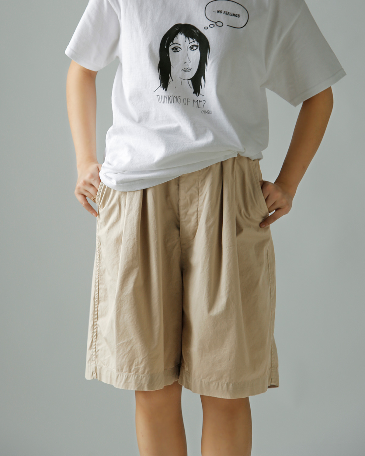 TOUJOURS(�g�D�W���[)�K�[�����g�_�C�R�b�g�� �X�g���b�`�M���o�W�� �p���c �g2 In-pleat Baggy Half Chinos�h am44fp05