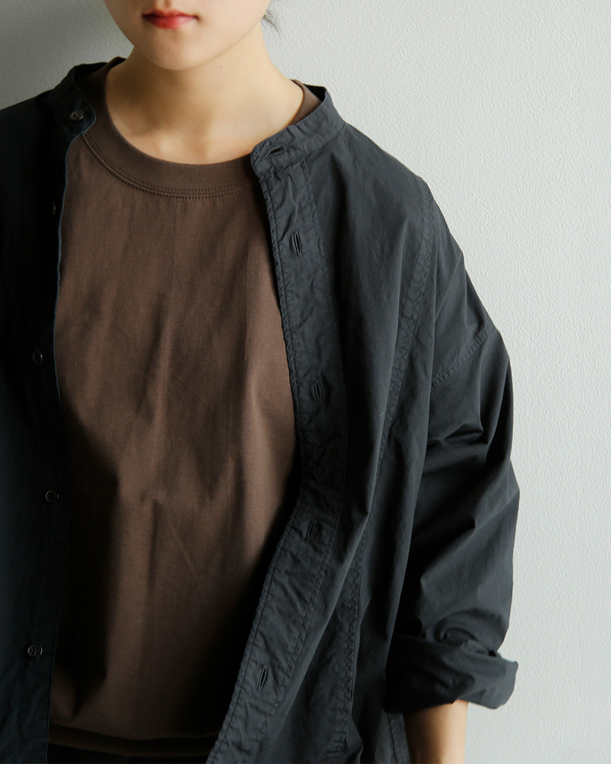 TOUJOURS(�g�D�W���[)�K�[�����g�_�C �I�[�K�j�b�N�R�b�g�� �X�g���b�`�|�v���� �V���c �gSide String Blouson Shirt�h am44rs01