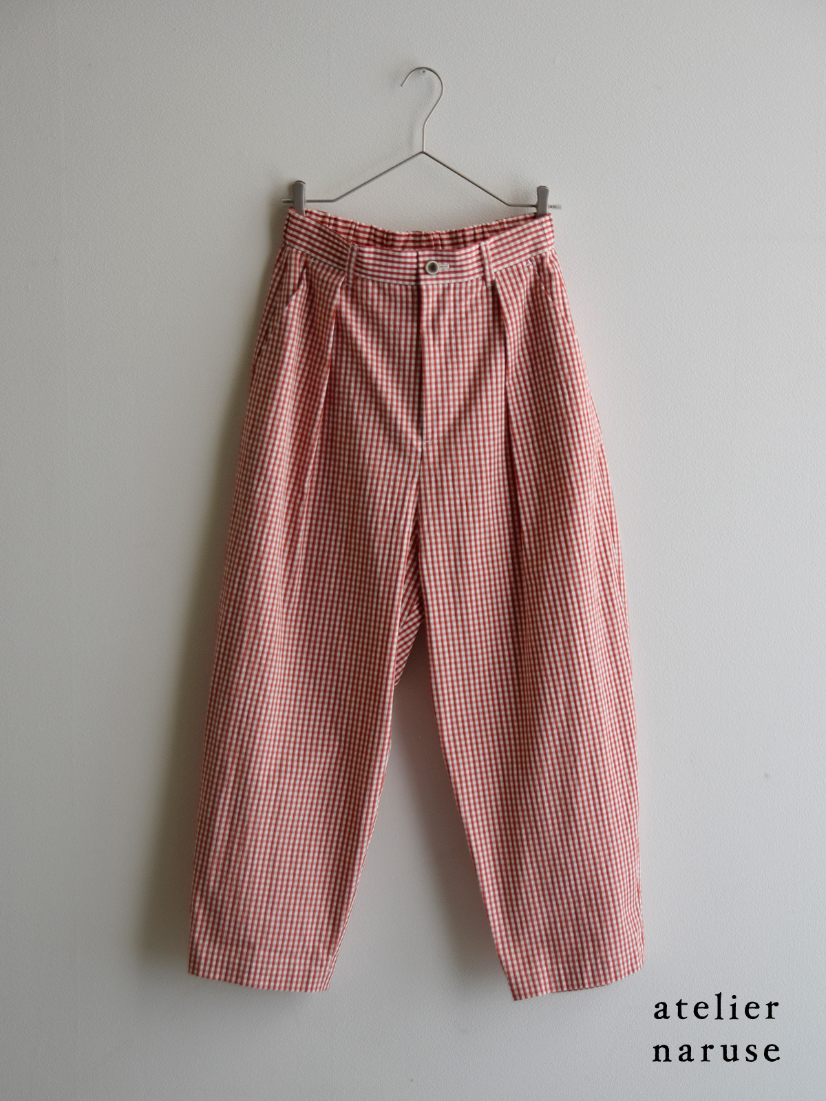 atelier naruse アトリエナルセ コットン タック パンツ “gingham