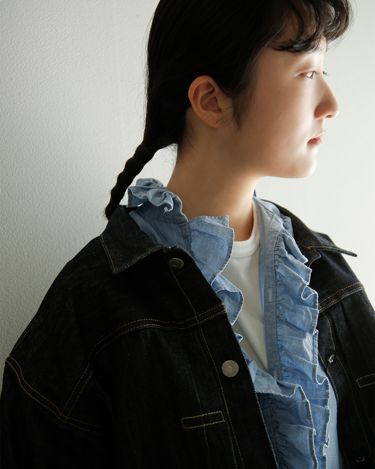 TOUJOURS(�g�D�W���[)�t�F�[�h���H�R�b�g���V�����u���[ �V���c �gRuffle Shirt�h hm44ds03