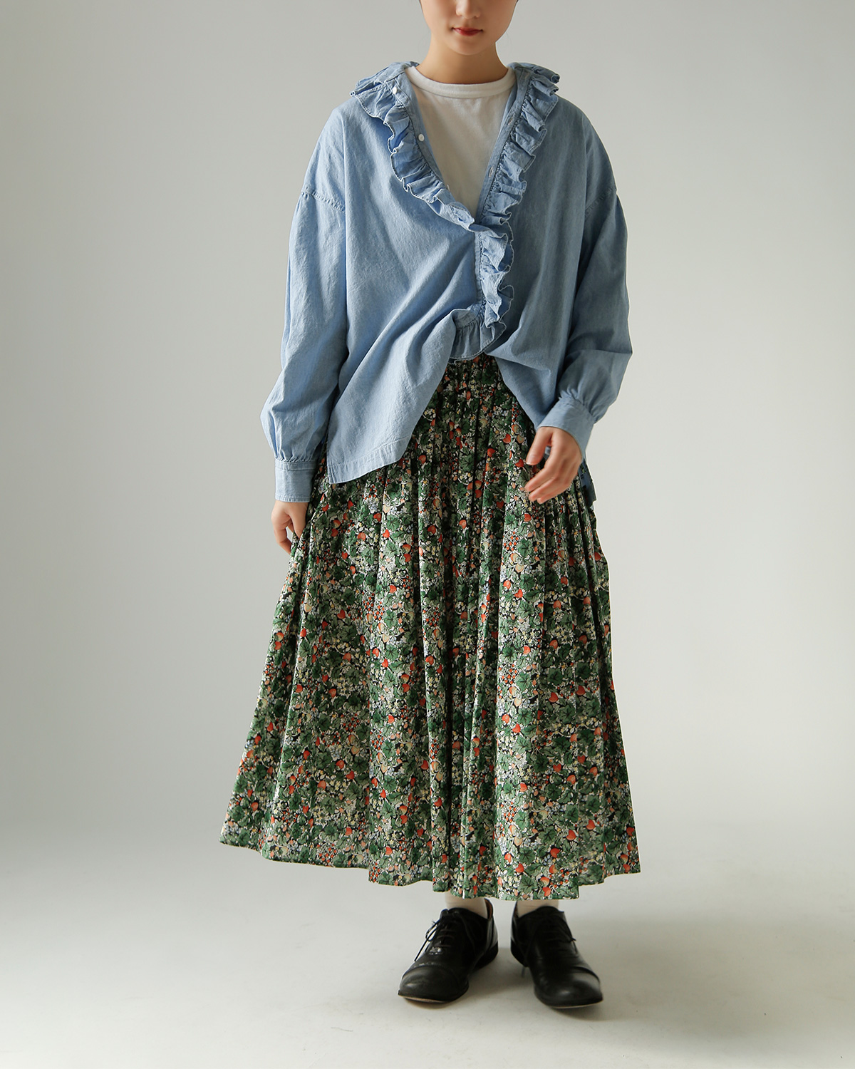 TOUJOURS(�g�D�W���[)�t�F�[�h���H�R�b�g���V�����u���[ �V���c �gRuffle Shirt�h hm44ds03