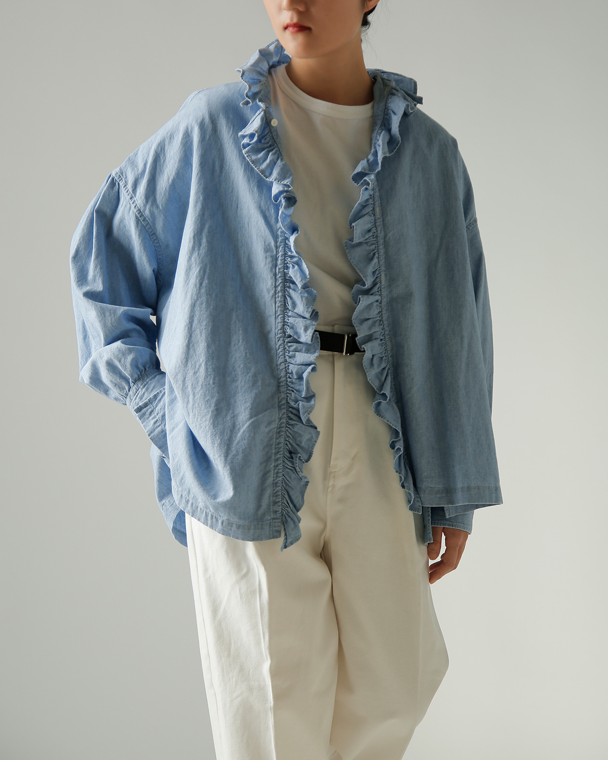 TOUJOURS(�g�D�W���[)�t�F�[�h���H�R�b�g���V�����u���[ �V���c �gRuffle Shirt�h hm44ds03