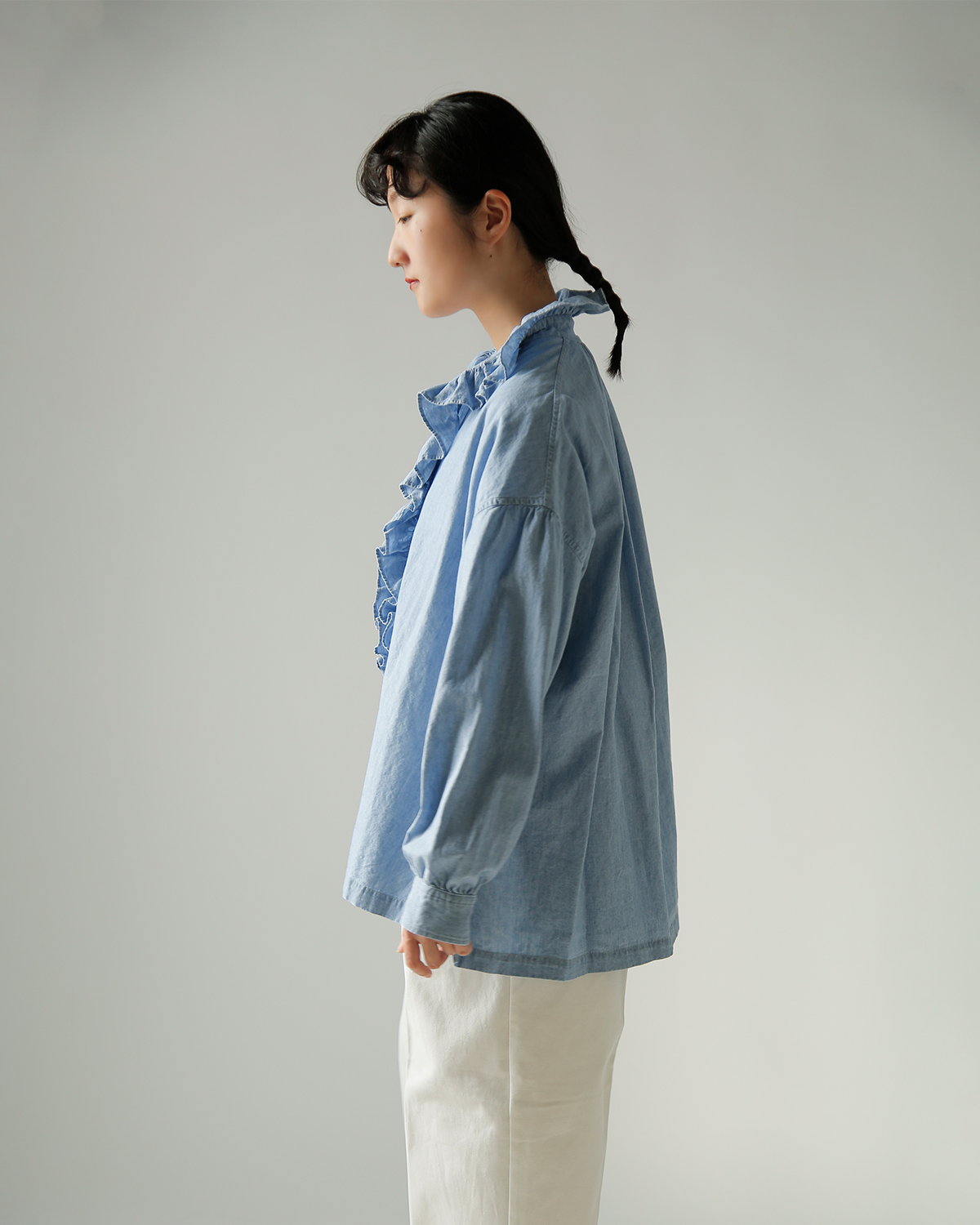 TOUJOURS(�g�D�W���[)�t�F�[�h���H�R�b�g���V�����u���[ �V���c �gRuffle Shirt�h hm44ds03