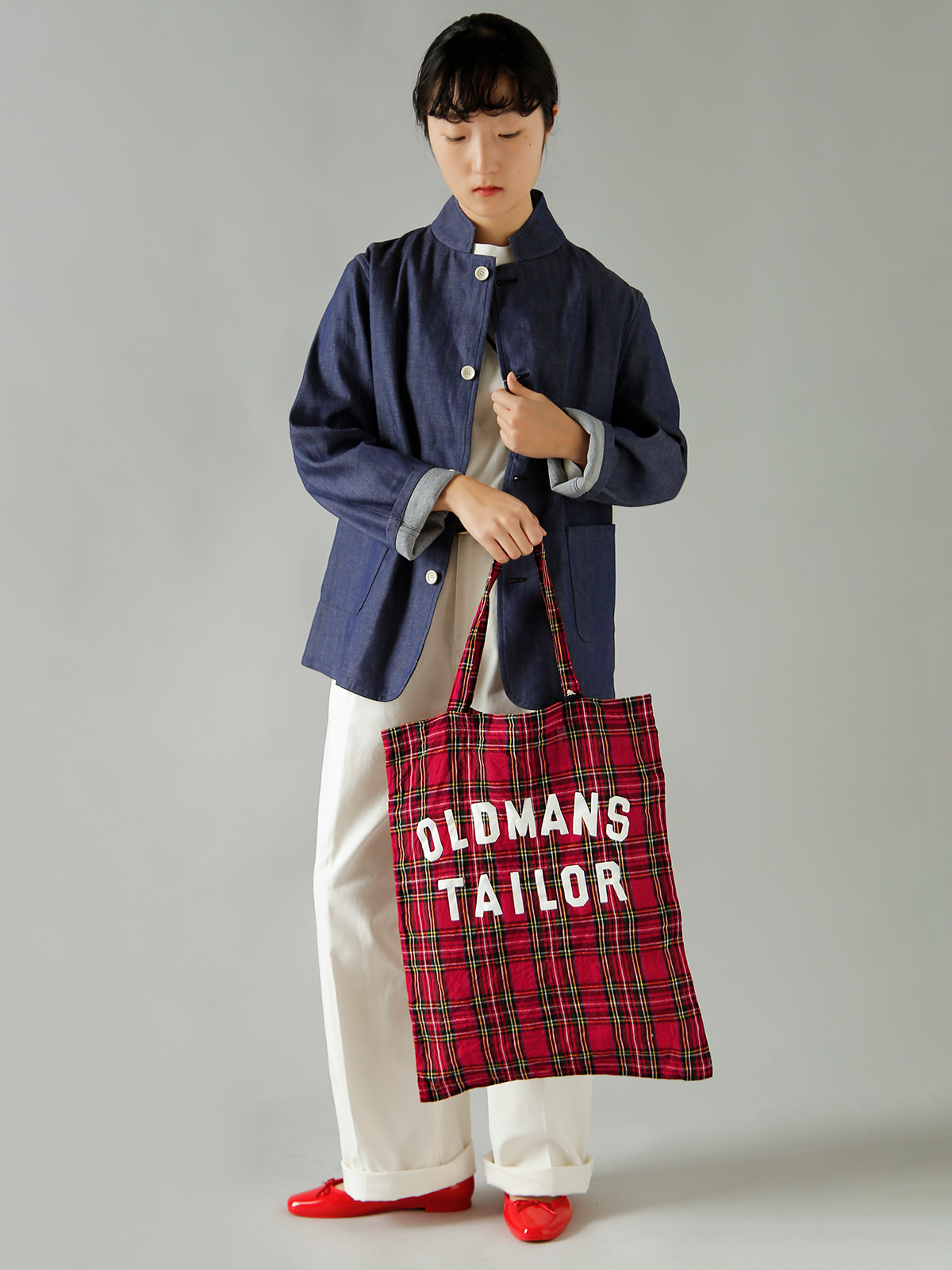 R & D.M.Co-(�I�[���h�}���Y�e�[���[)���S�v�����g ���l�� �g�[�g�o�b�O OMT PRINT LINEN TOTE BAG m1449