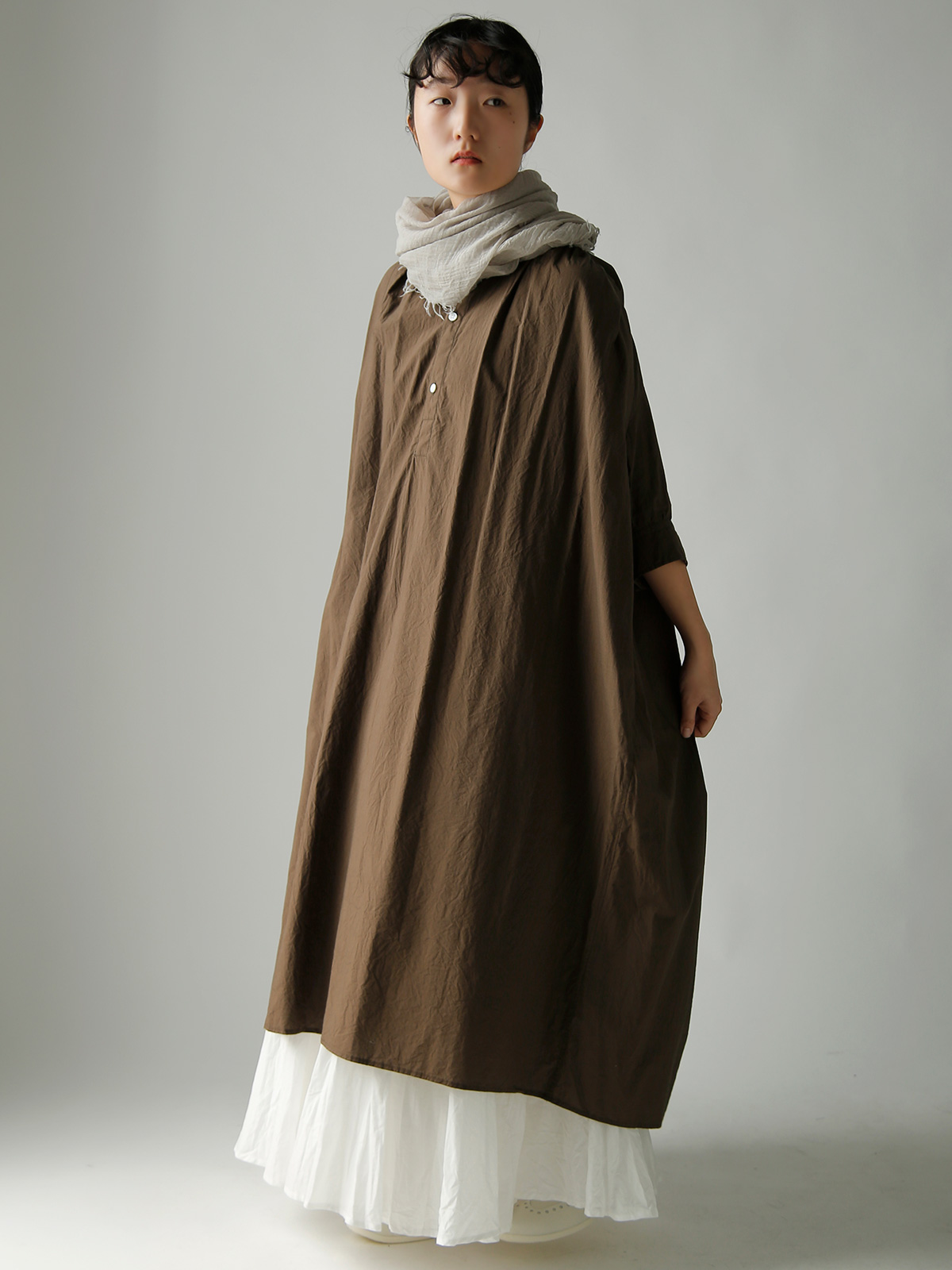 TOUJOURS(�g�D�W���[)�t�@�C�����[���R�b�g�� �V���c�h���X �gHalf Bishop Sleeve Pleated Shirt Dress�h mm44hd03