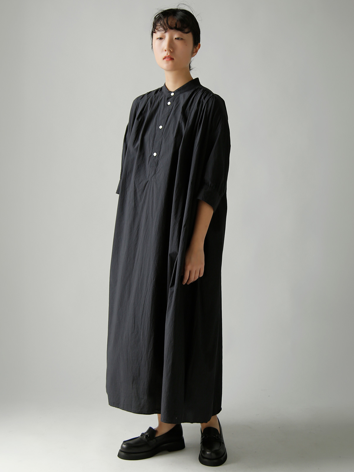 TOUJOURS(�g�D�W���[)�t�@�C�����[���R�b�g�� �V���c�h���X �gHalf Bishop Sleeve Pleated Shirt Dress�h mm44hd03