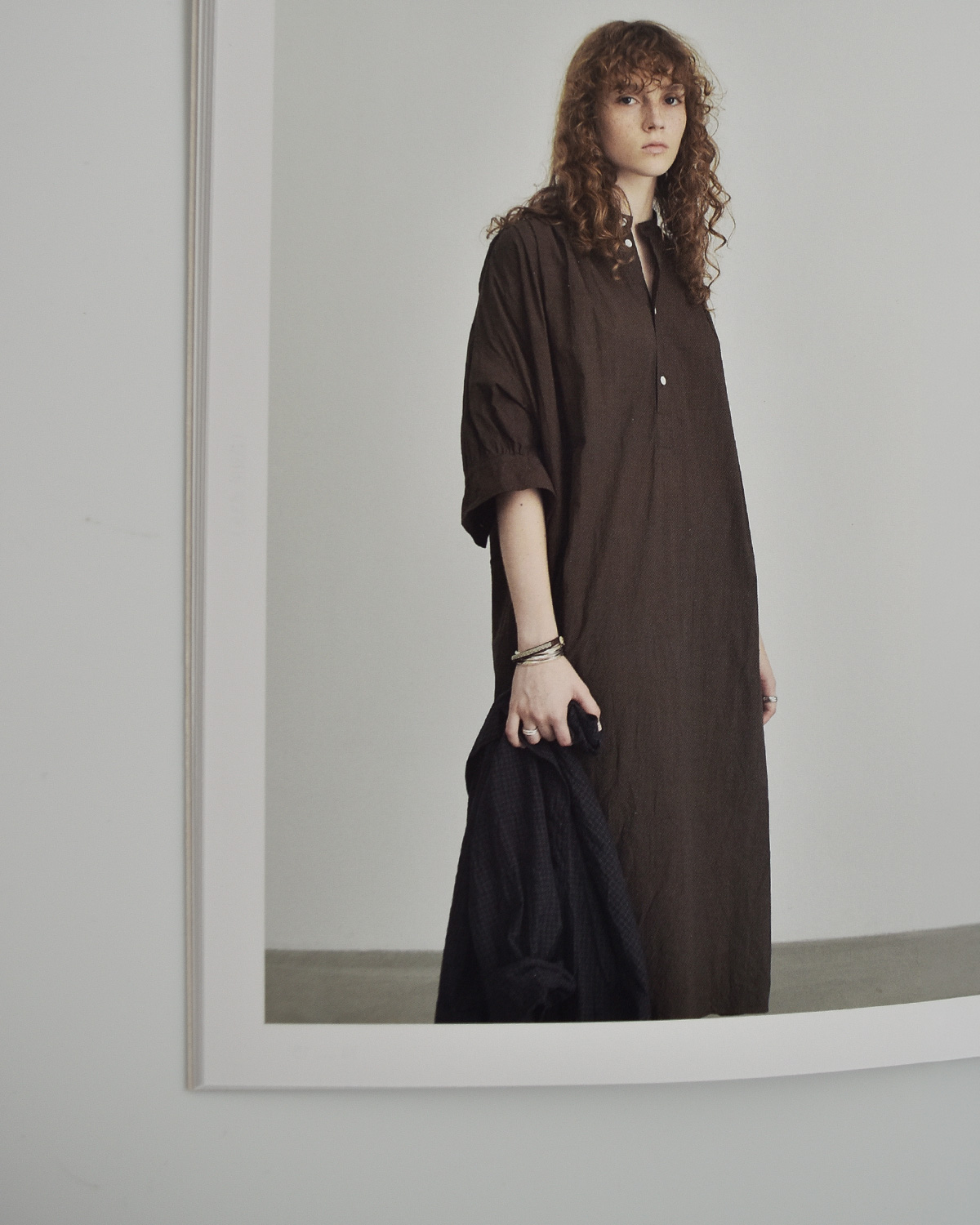 TOUJOURS(�g�D�W���[)�t�@�C�����[���R�b�g�� �V���c�h���X �gHalf Bishop Sleeve Pleated Shirt Dress�h mm44hd03