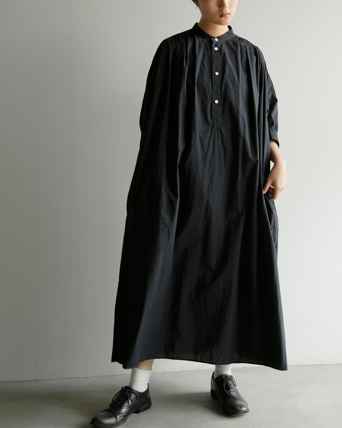 TOUJOURS(�g�D�W���[)�t�@�C�����[���R�b�g�� �V���c�h���X �gHalf Bishop Sleeve Pleated Shirt Dress�h mm44hd03