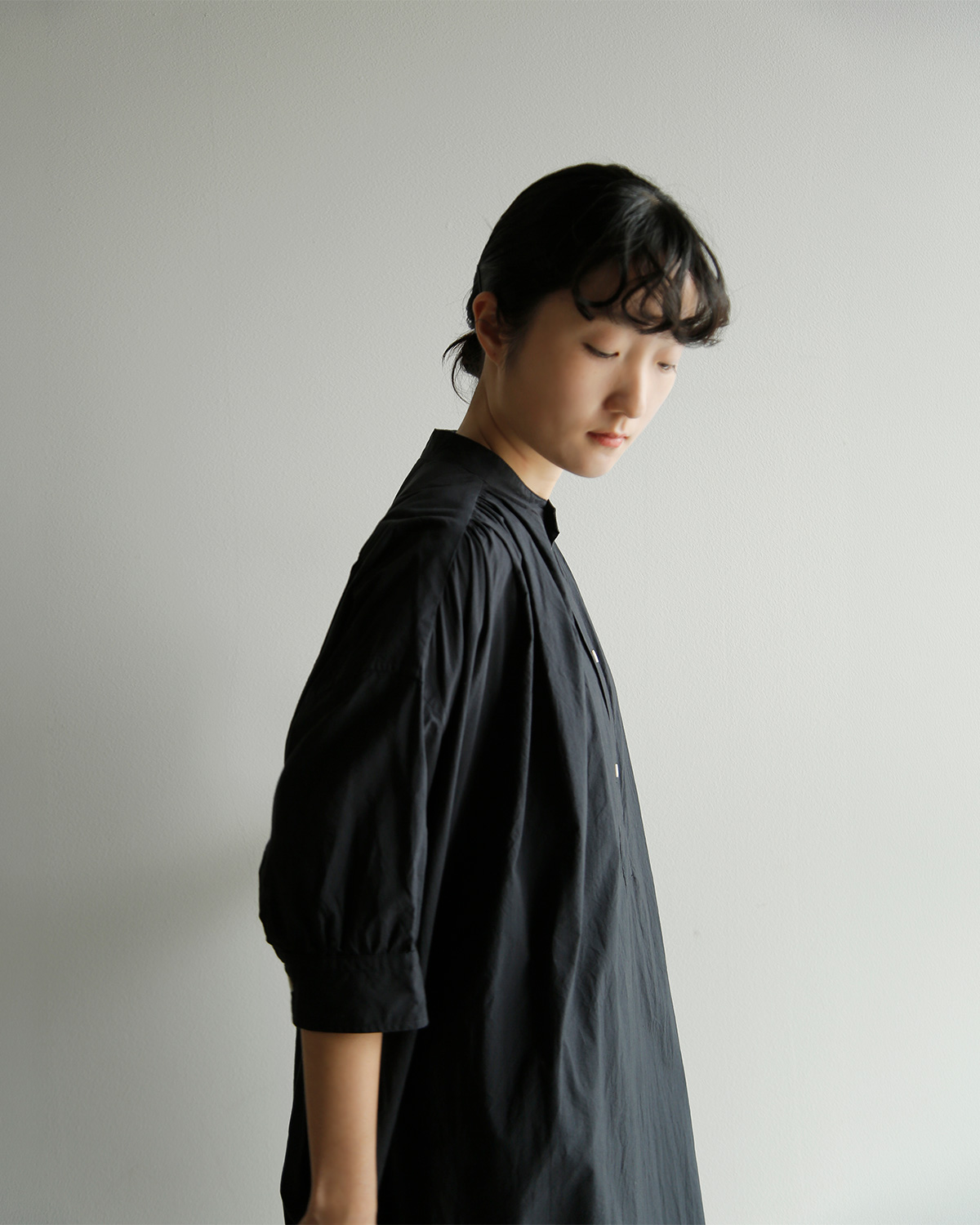 TOUJOURS(�g�D�W���[)�t�@�C�����[���R�b�g�� �V���c�h���X �gHalf Bishop Sleeve Pleated Shirt Dress�h mm44hd03