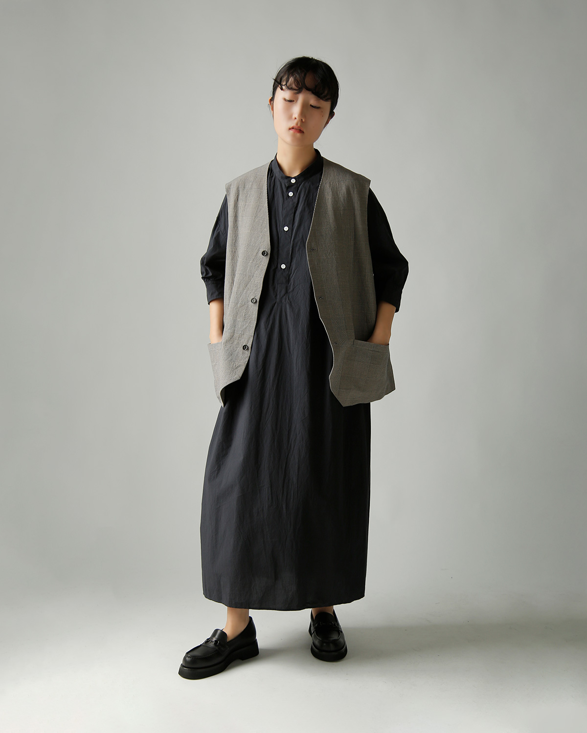 TOUJOURS(�g�D�W���[)�t�@�C�����[���R�b�g�� �V���c�h���X �gHalf Bishop Sleeve Pleated Shirt Dress�h mm44hd03