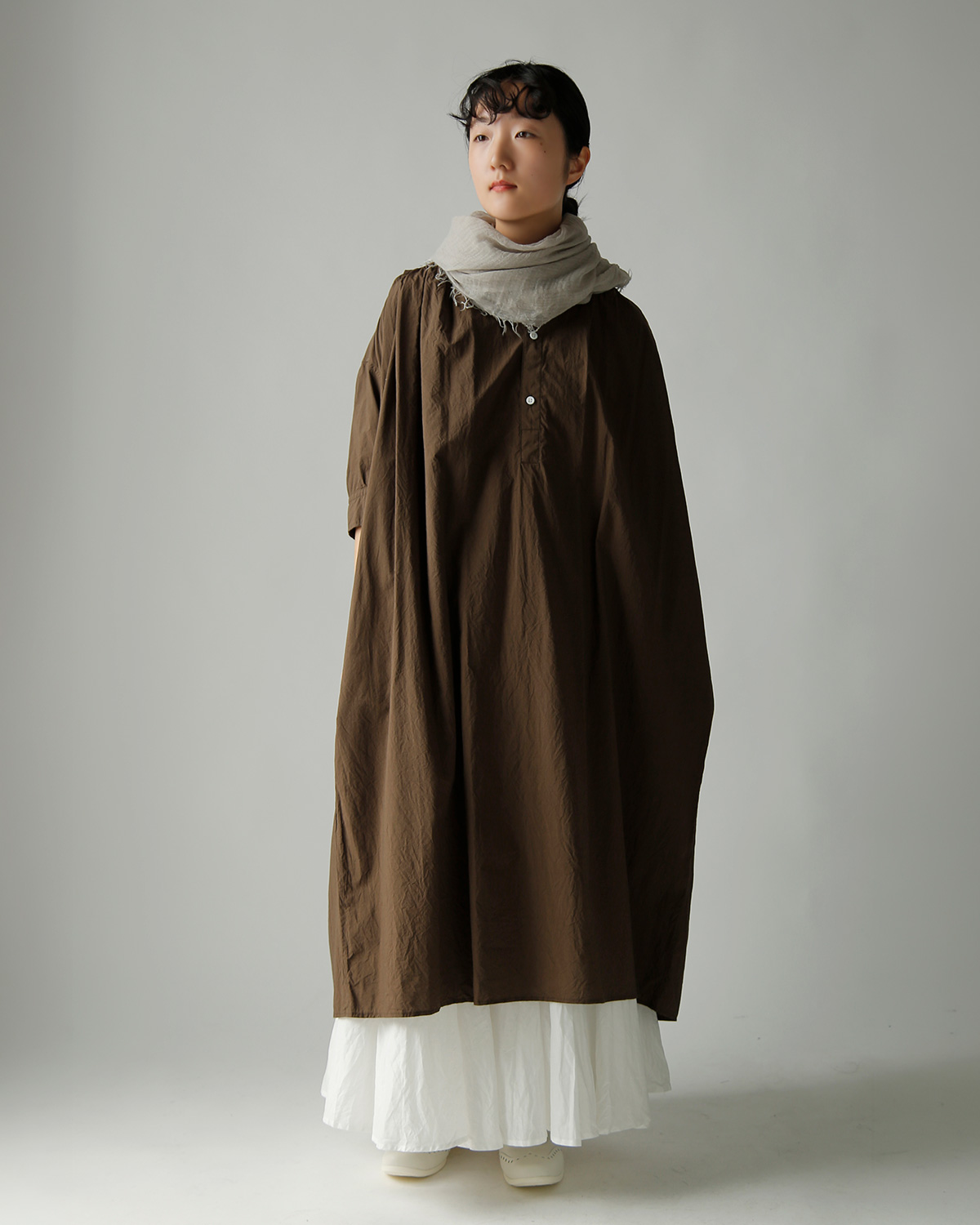 TOUJOURS(�g�D�W���[)�t�@�C�����[���R�b�g�� �V���c�h���X �gHalf Bishop Sleeve Pleated Shirt Dress�h mm44hd03