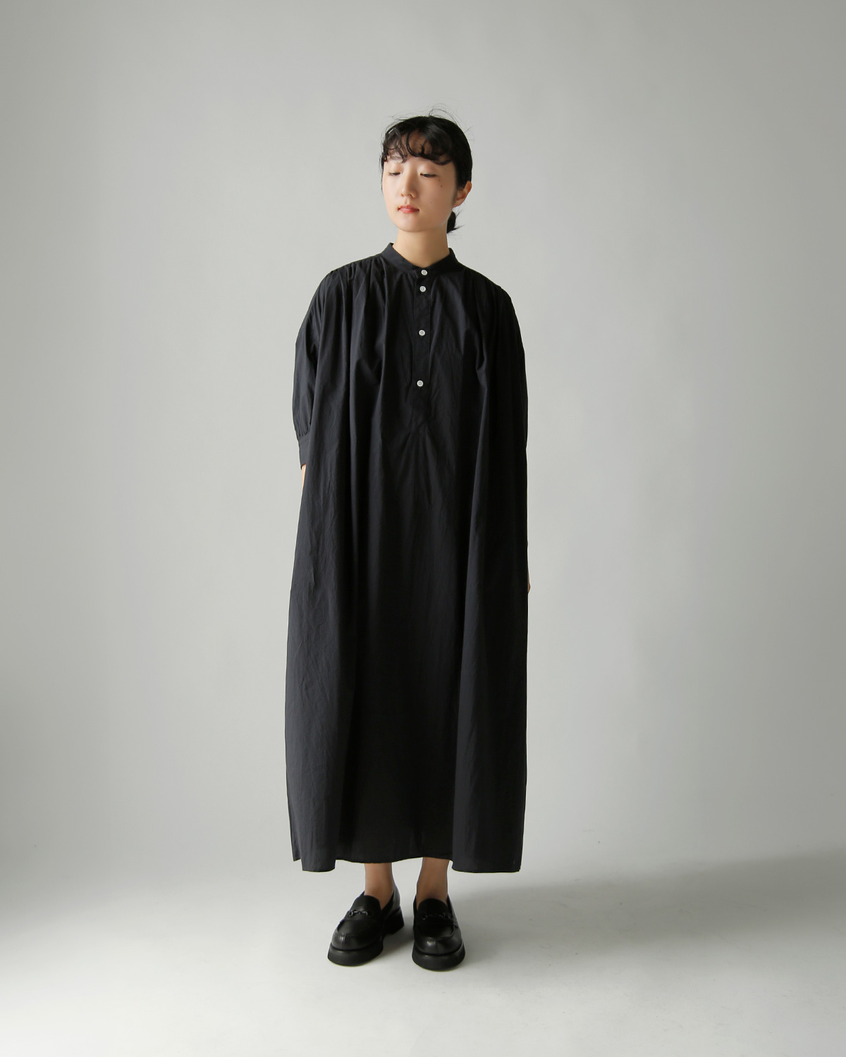 TOUJOURS(�g�D�W���[)�t�@�C�����[���R�b�g�� �V���c�h���X �gHalf Bishop Sleeve Pleated Shirt Dress�h mm44hd03