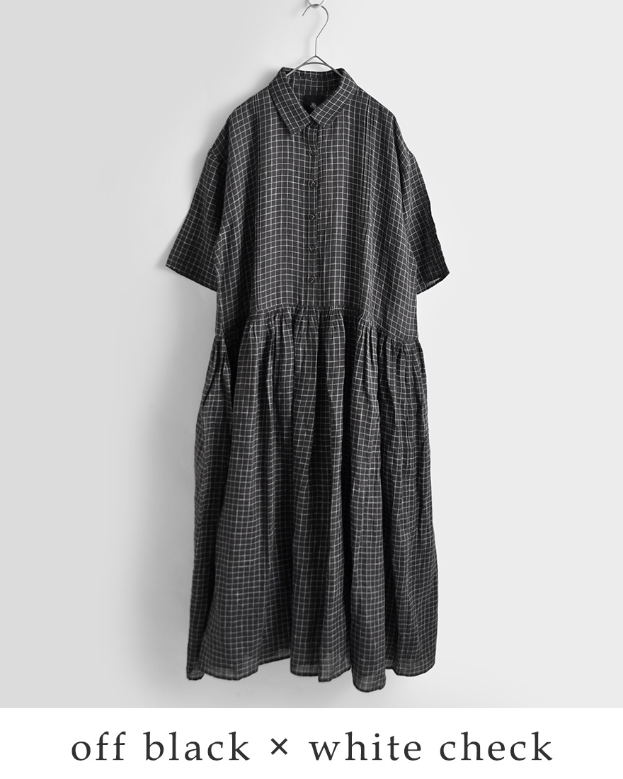 maison de soil メゾン ド ソイル リネン チェック レギュラーカラー