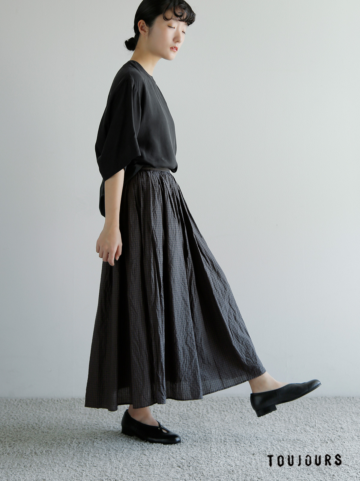 【ひろみ】TOUJOURS トゥジュー　コットンスカート TOUJOURS トゥジュー コットンシルク タッタソールチェック スカート