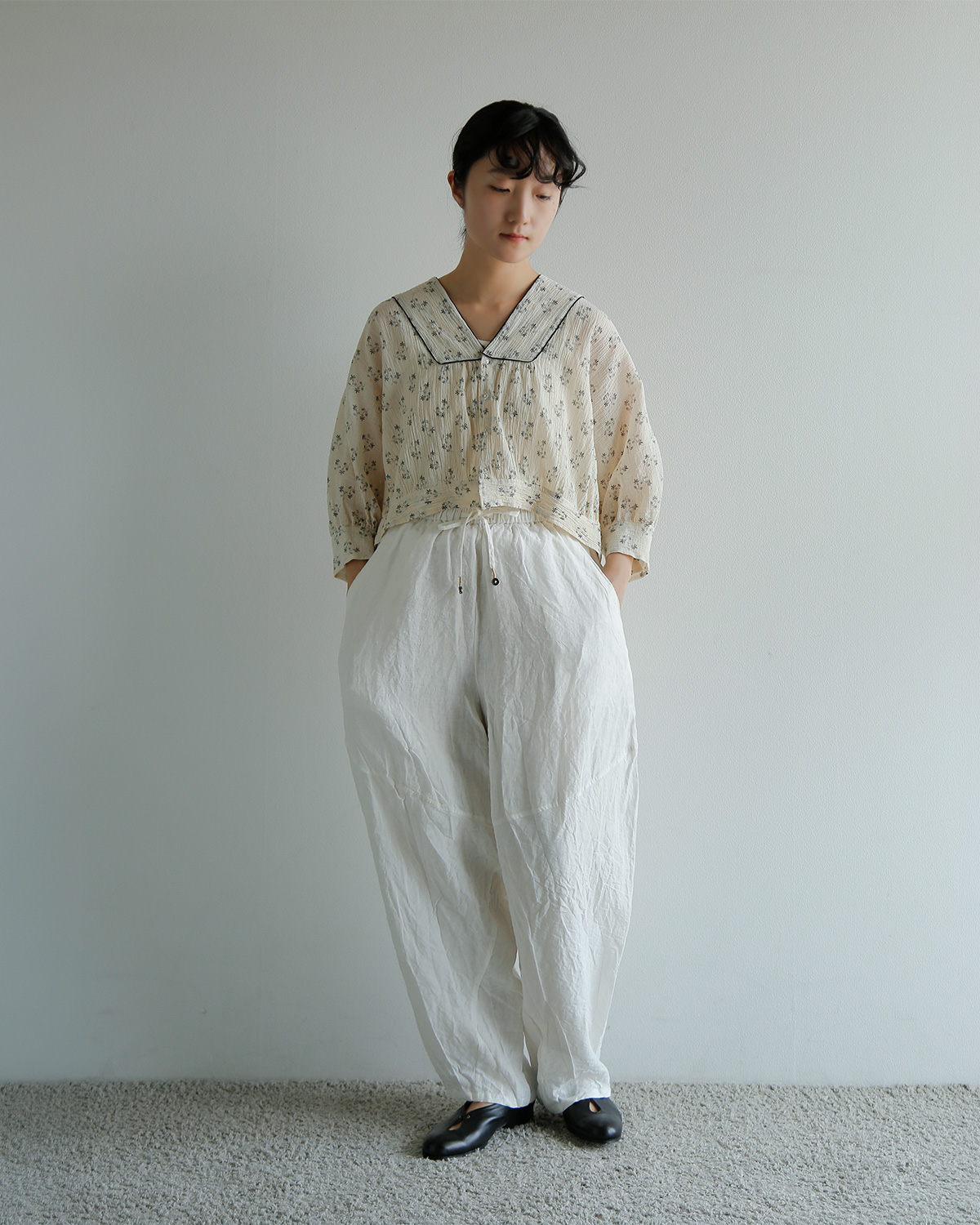 TOUJOURS(�g�D�W���[)�t�@�C���R�b�g���K�[�[ �s�O�����g�t���[�����v�����g �u���E�X �gPiping Bolero Blouse�h tm44ls01