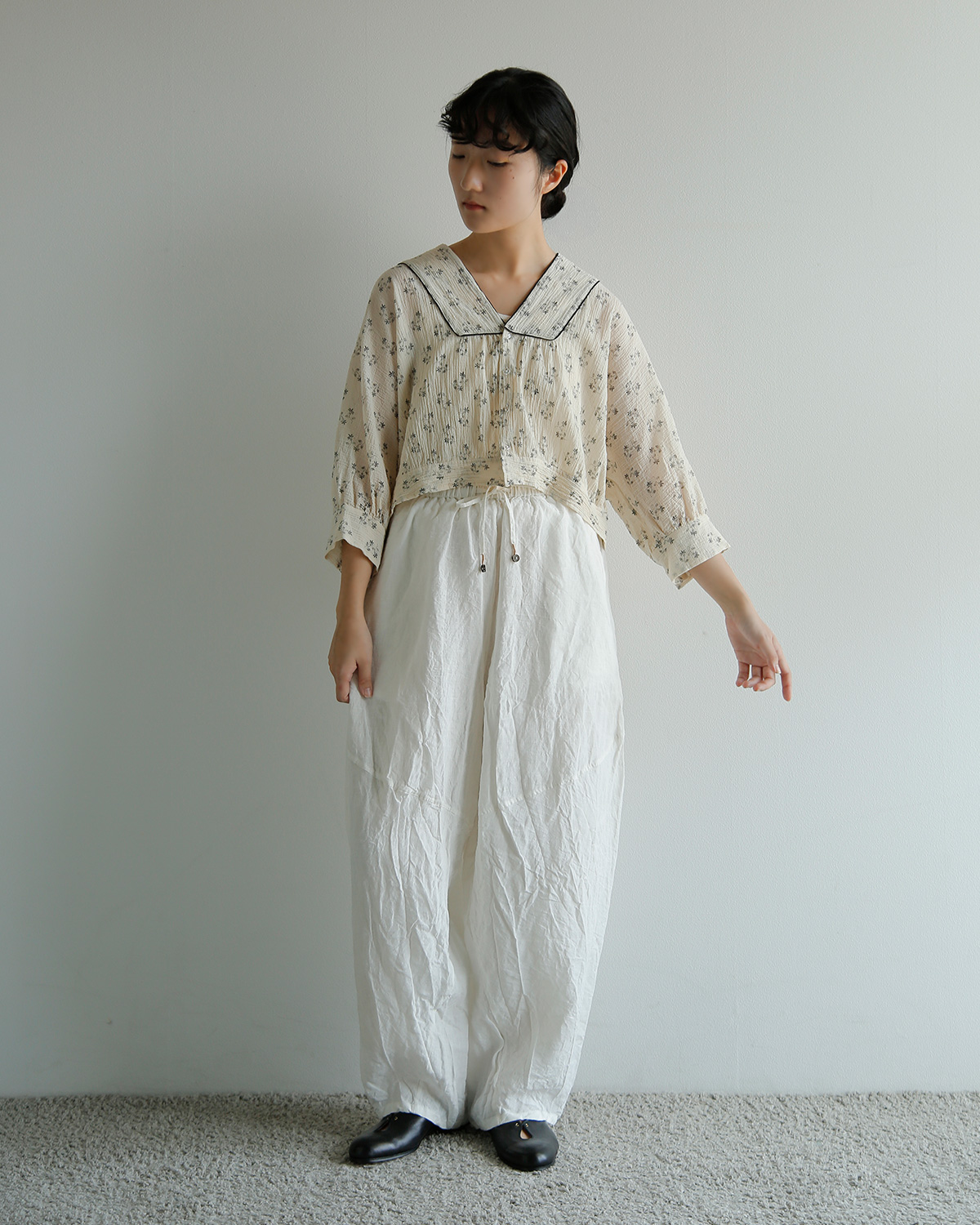 TOUJOURS(�g�D�W���[)�t�@�C���R�b�g���K�[�[ �s�O�����g�t���[�����v�����g �u���E�X �gPiping Bolero Blouse�h tm44ls01