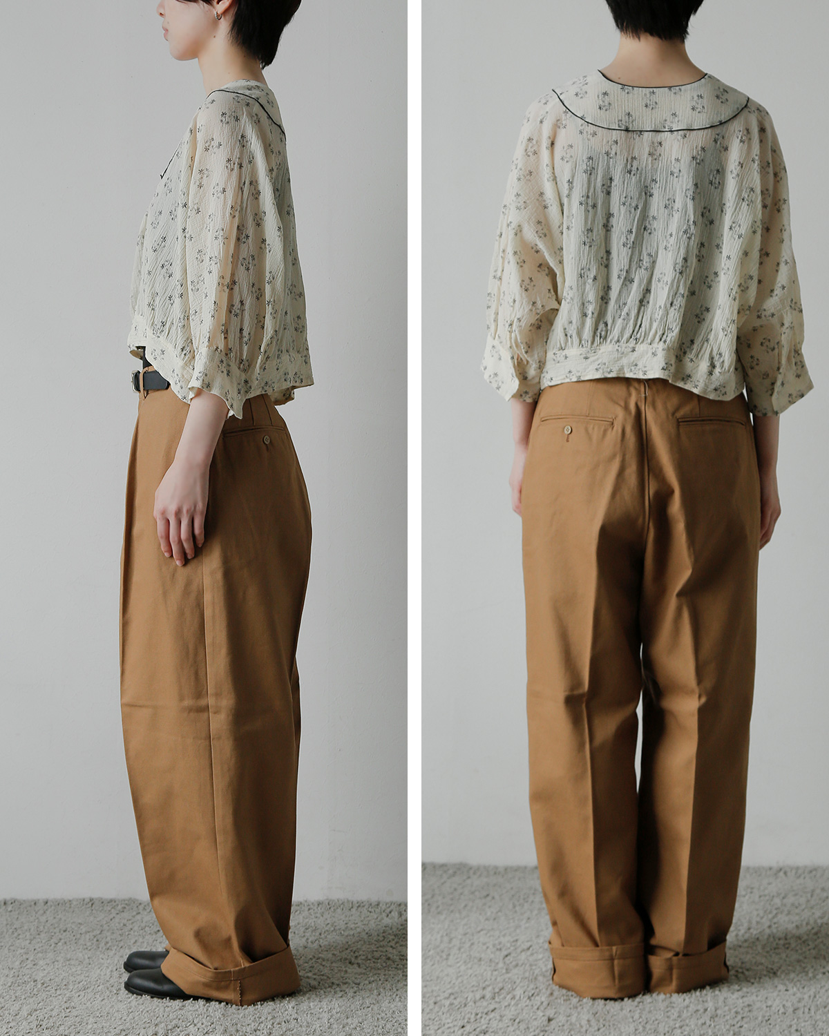 TOUJOURS(�g�D�W���[)�t�@�C���R�b�g���K�[�[ �s�O�����g�t���[�����v�����g �u���E�X �gPiping Bolero Blouse�h tm44ls01