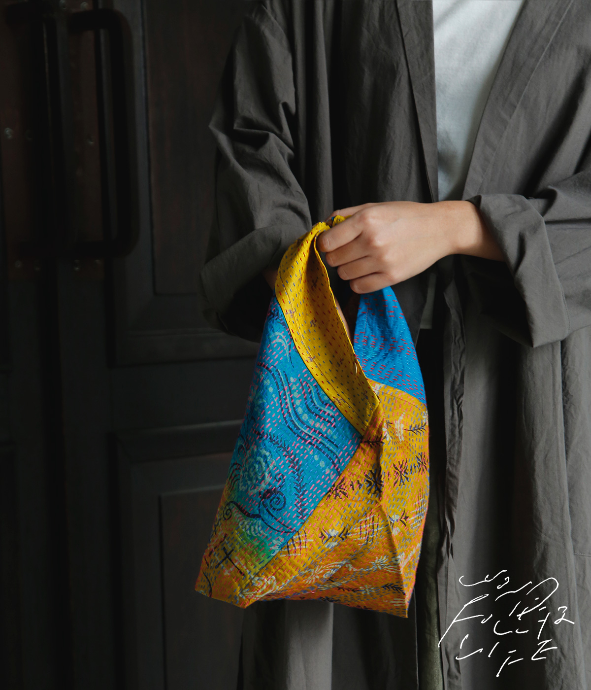 WONDER FULL LIFE(�����_�[�t�����C�t)�J���^ �{�^�j�J�� �o�b�O �gKANTHA BOTANICAL BAG small�h wfl26-a68-2