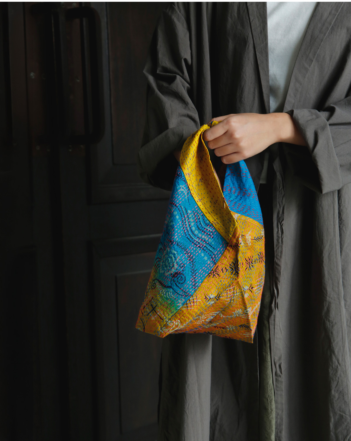 WONDER FULL LIFE(�����_�[�t�����C�t)�J���^ �{�^�j�J�� �o�b�O �gKANTHA BOTANICAL BAG small�h wfl26-a68-2