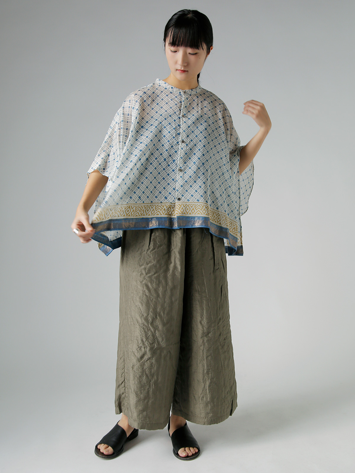 WONDER FULL LIFE(�����_�[�t�����C�t)�R�b�g���V���N �u���b�N�v�����g �u���E�X �gDUAL BLOUSE�h wfl26-s77