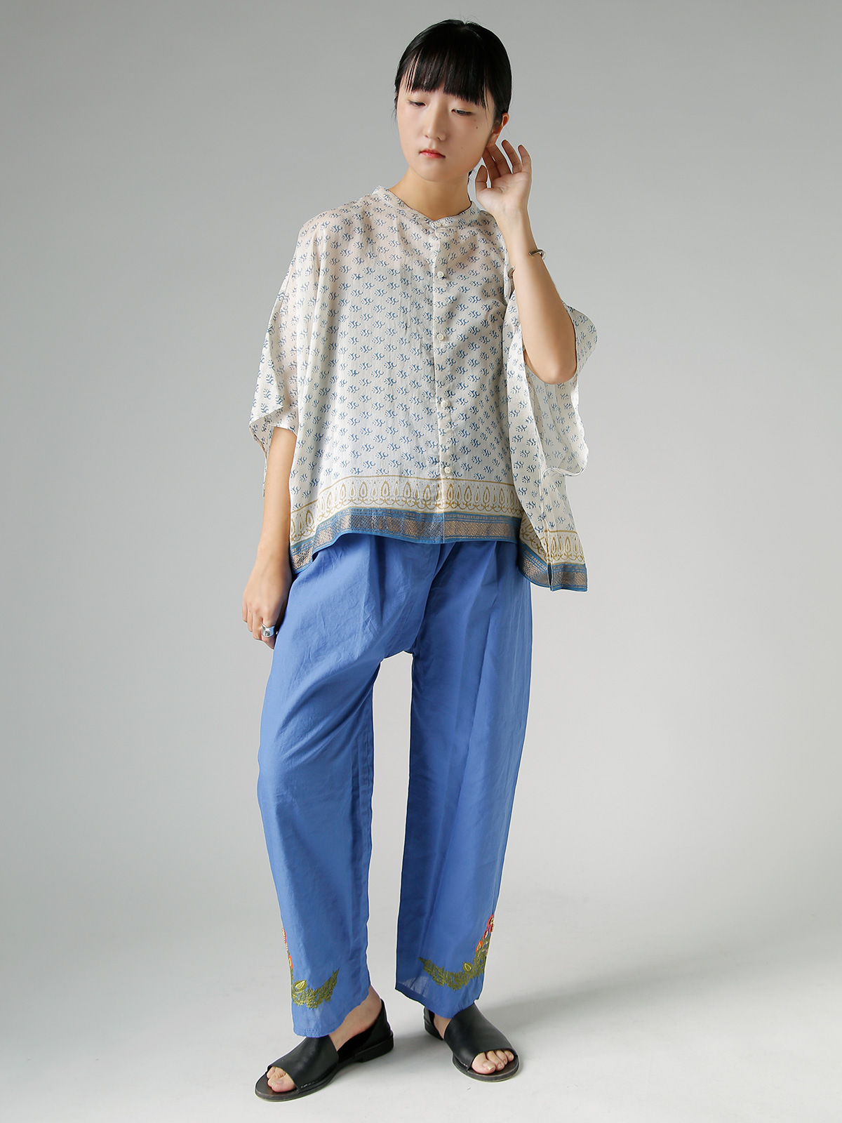 WONDER FULL LIFE(�����_�[�t�����C�t)�R�b�g���V���N �u���b�N�v�����g �u���E�X �gDUAL BLOUSE�h wfl26-s77