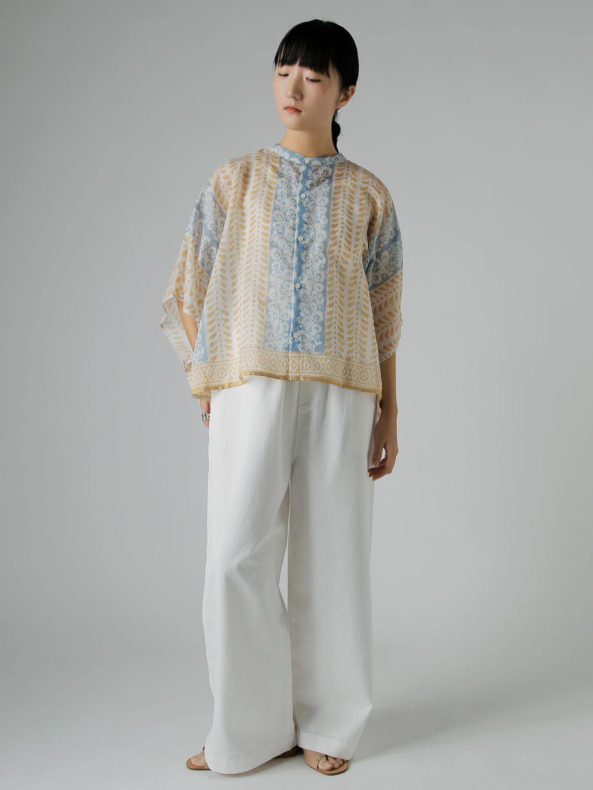 WONDER FULL LIFE(�����_�[�t�����C�t)�R�b�g���V���N �u���b�N�v�����g �u���E�X �gDUAL BLOUSE�h wfl26-s77