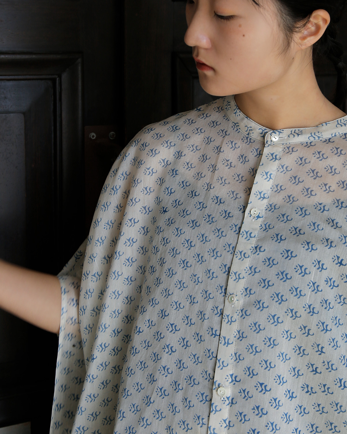 WONDER FULL LIFE(�����_�[�t�����C�t)�R�b�g���V���N �u���b�N�v�����g �u���E�X �gDUAL BLOUSE�h wfl26-s77